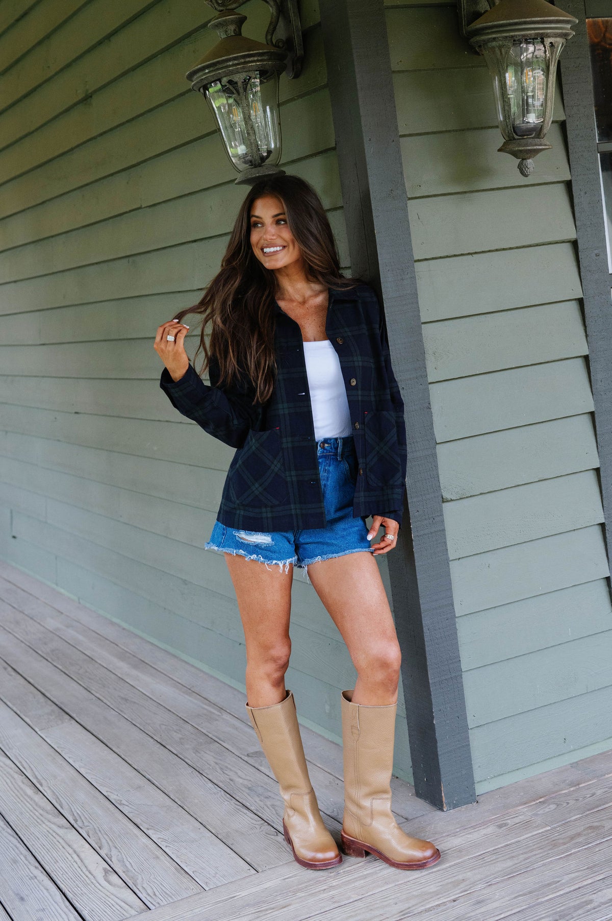 Elizabeth Plaid Jacket-Navy