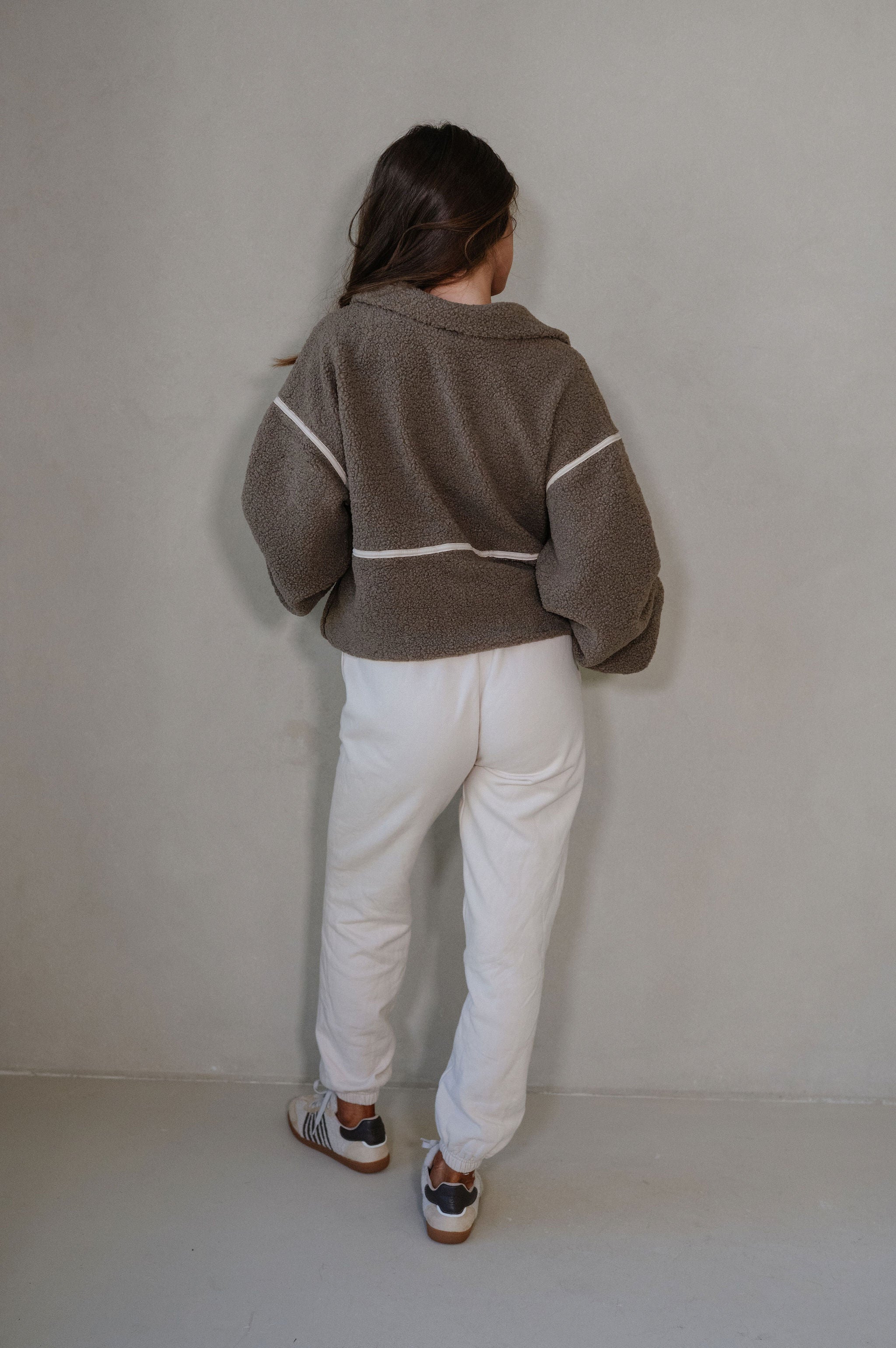 Bennie Leather Trimmed Jacket-Dark Stone