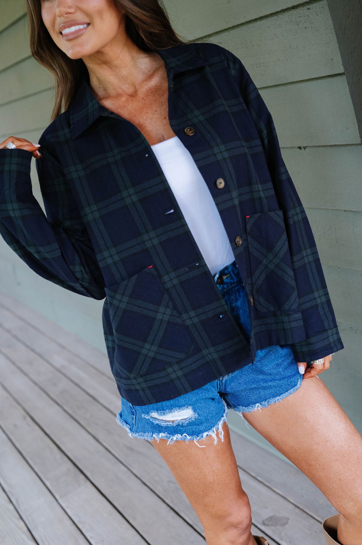 Elizabeth Plaid Jacket-Navy