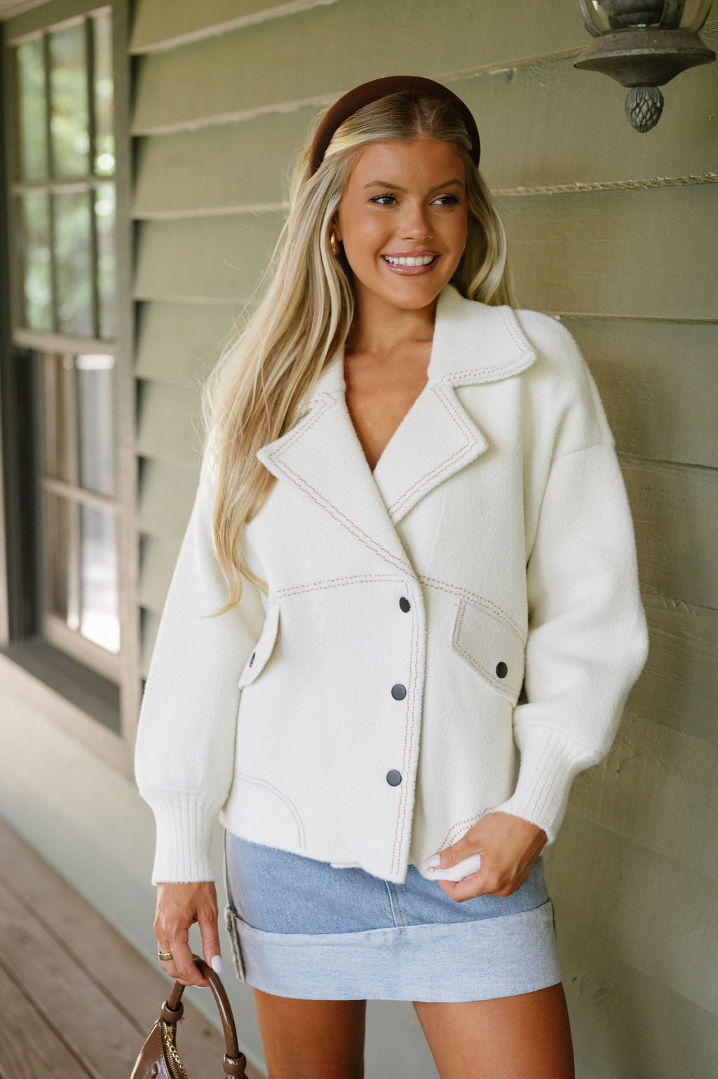 Paxton Collared Jacket-Ivory