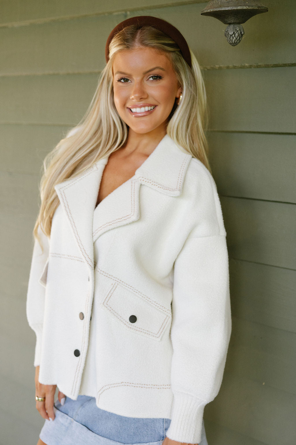 Paxton Collared Jacket-Ivory