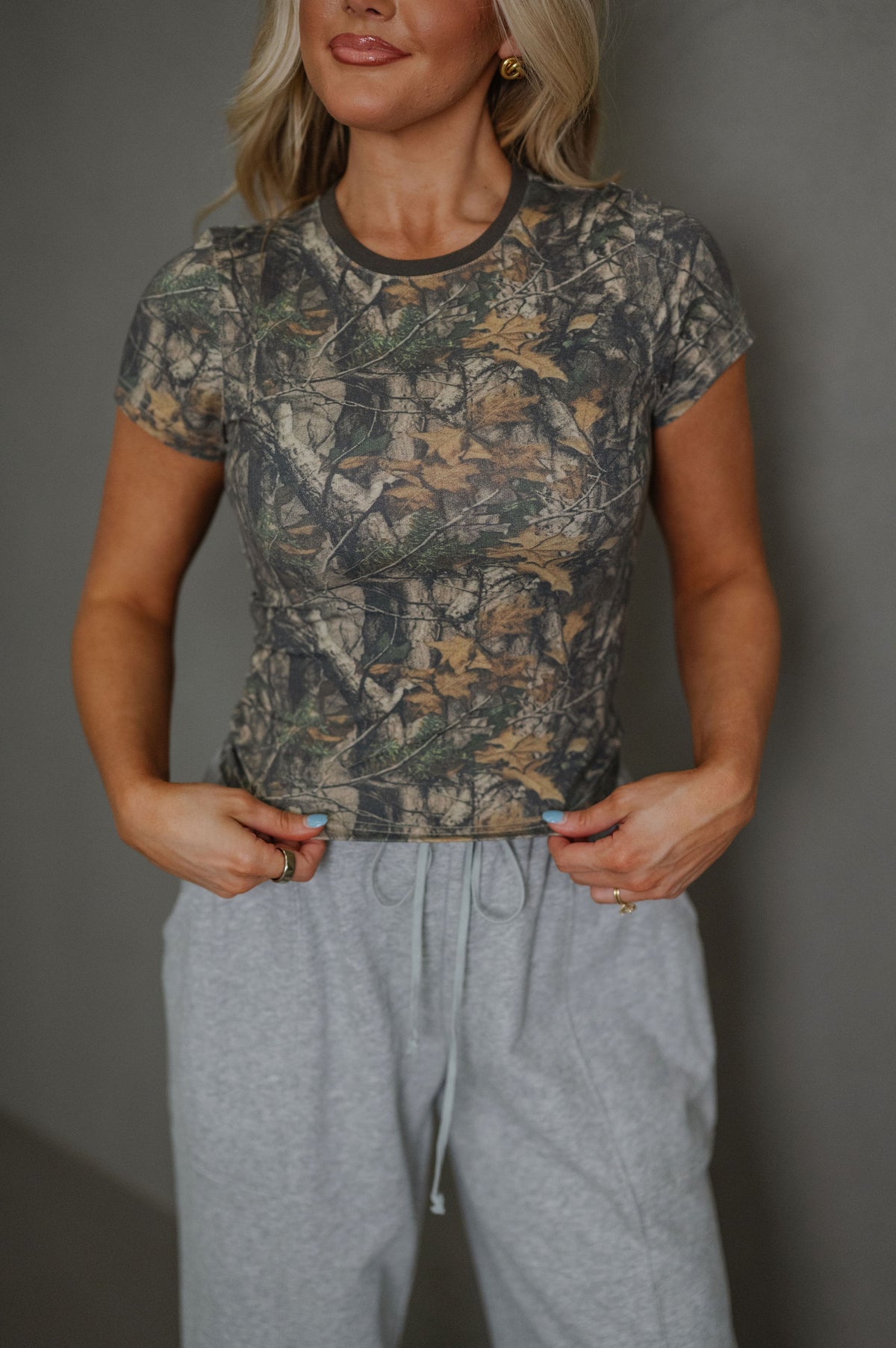Nola Baby Tee-Dark Camo