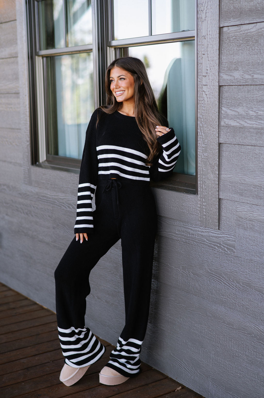 Teagan Pants Set-Black/White