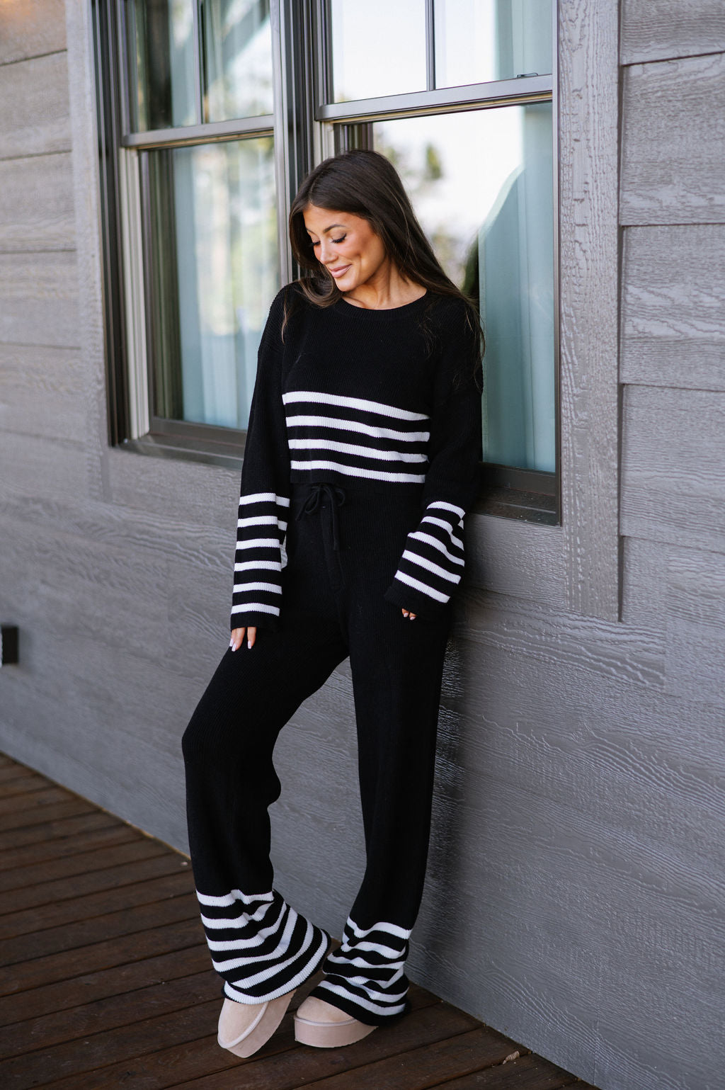 Teagan Pants Set-Black/White