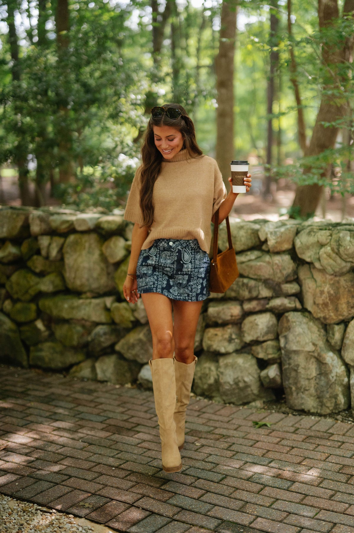 Mallory Short Sleeve Sweater-Camel