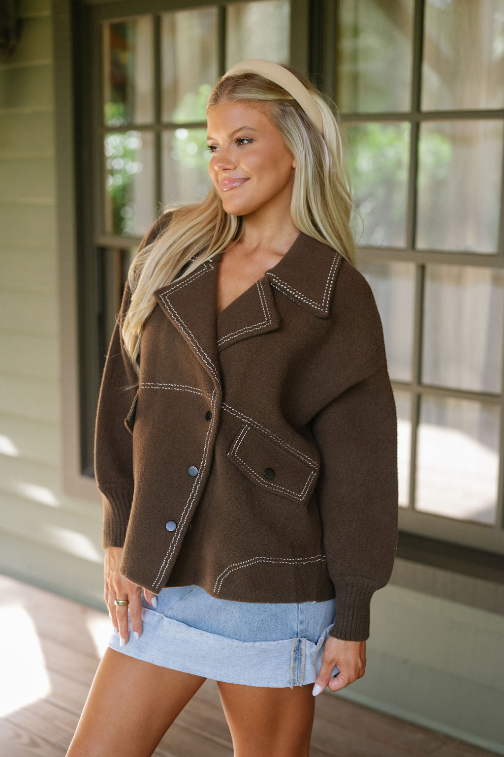 Paxton Collared Jacket-Brown