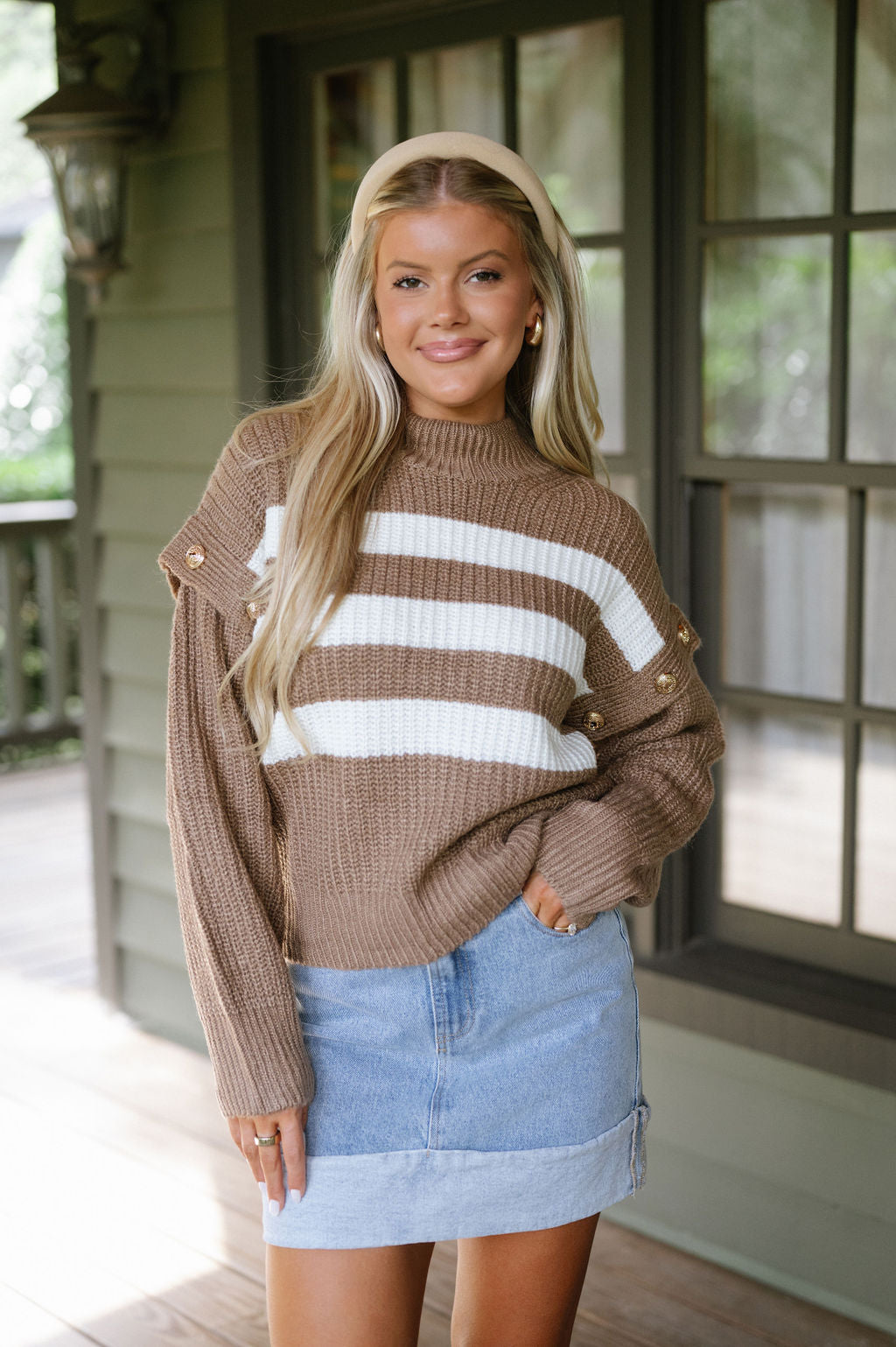 Button Detail Sweater- Mocha