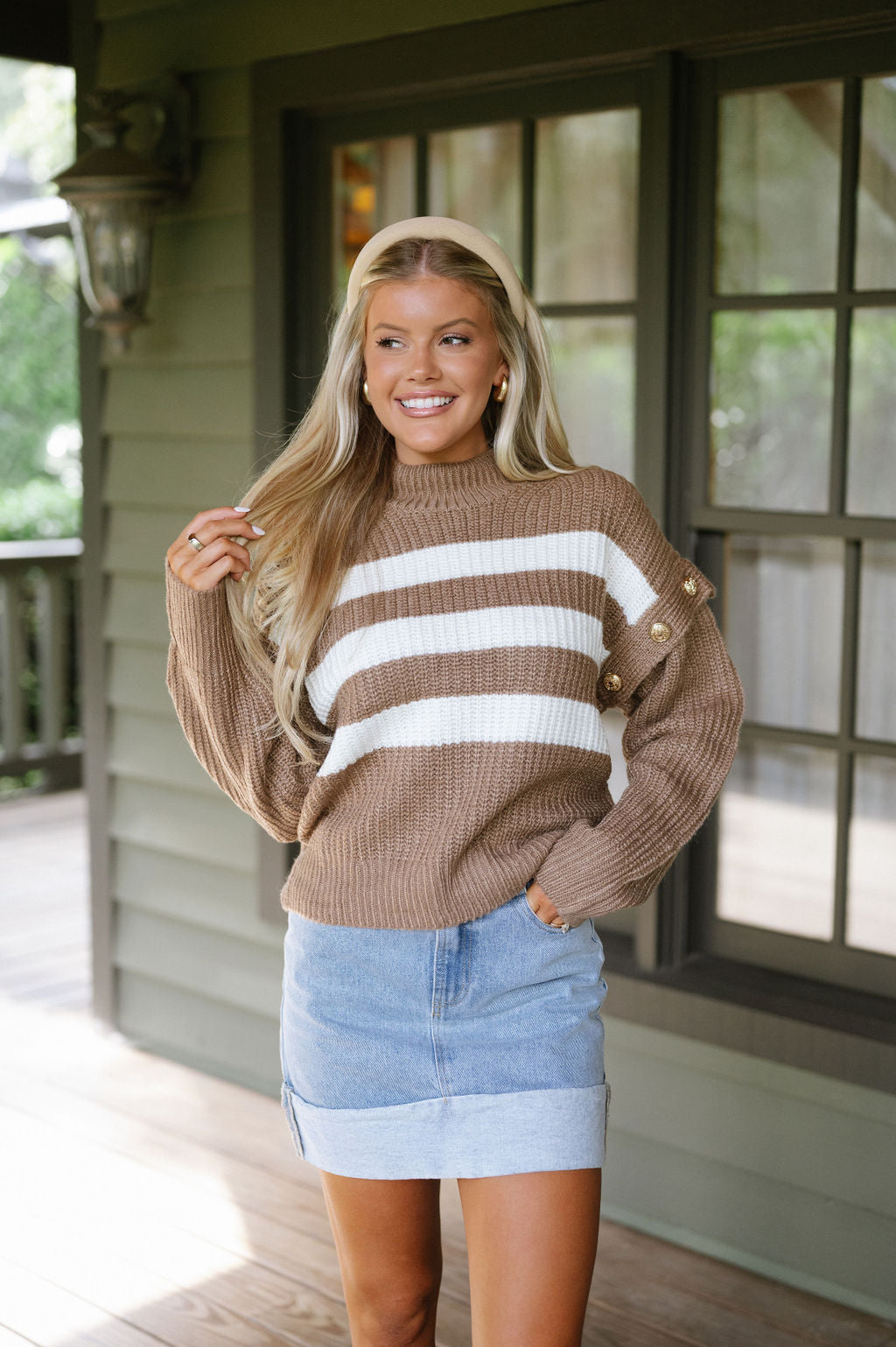 Button Detail Sweater- Mocha