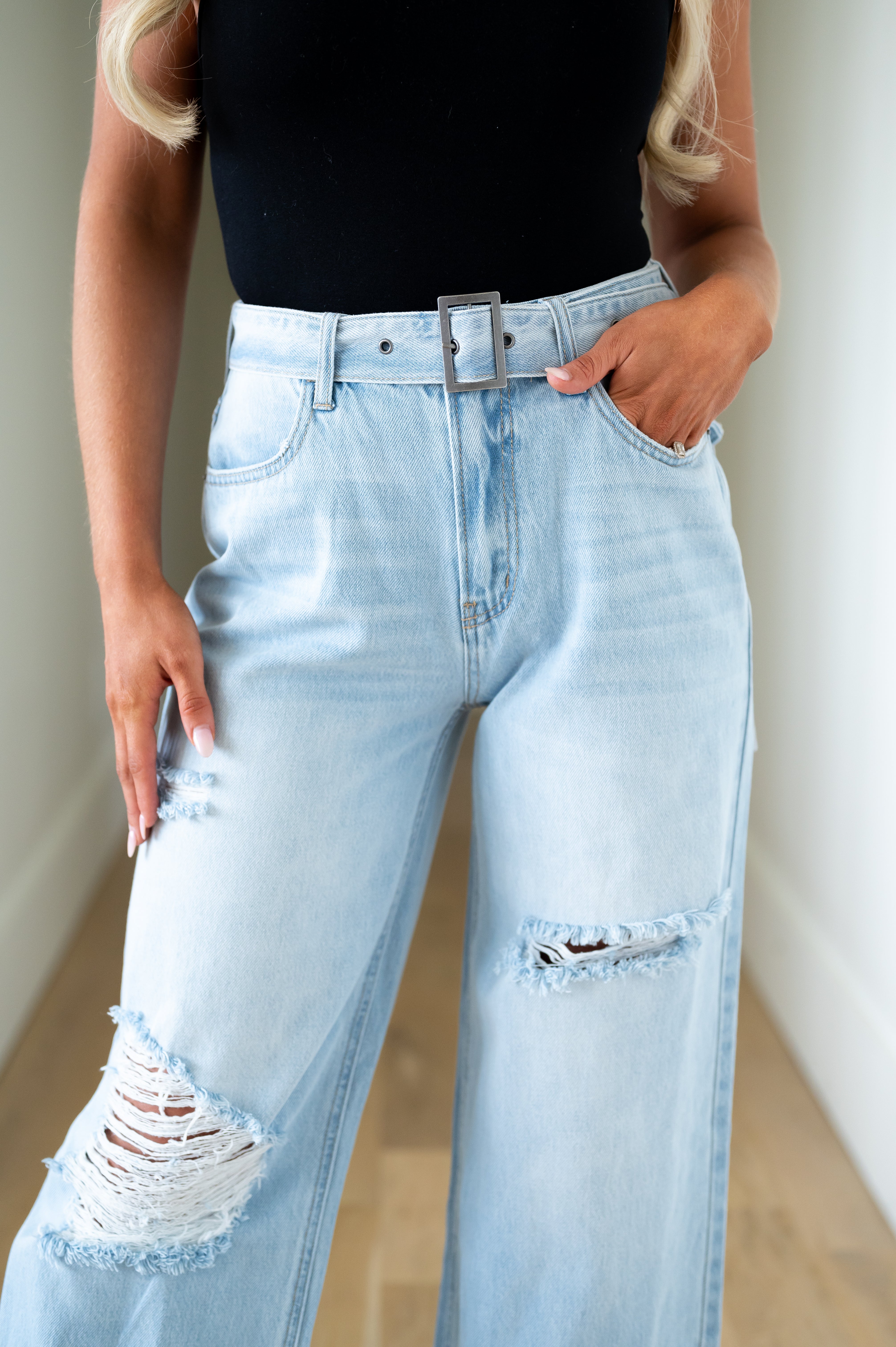 Myers Belted Jeans-Light Denim