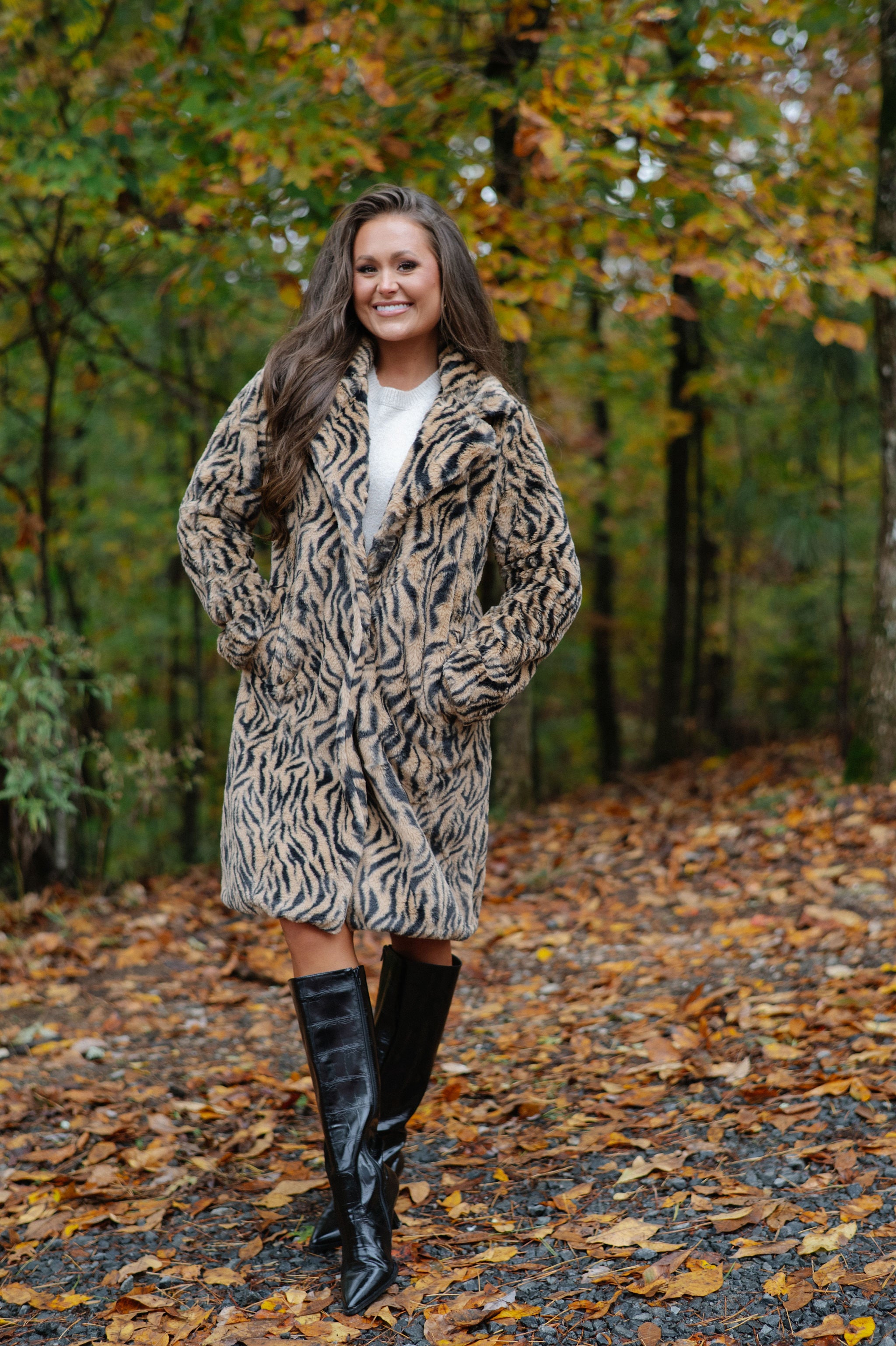 Birdie Faux Fur Coat-Tan/Black