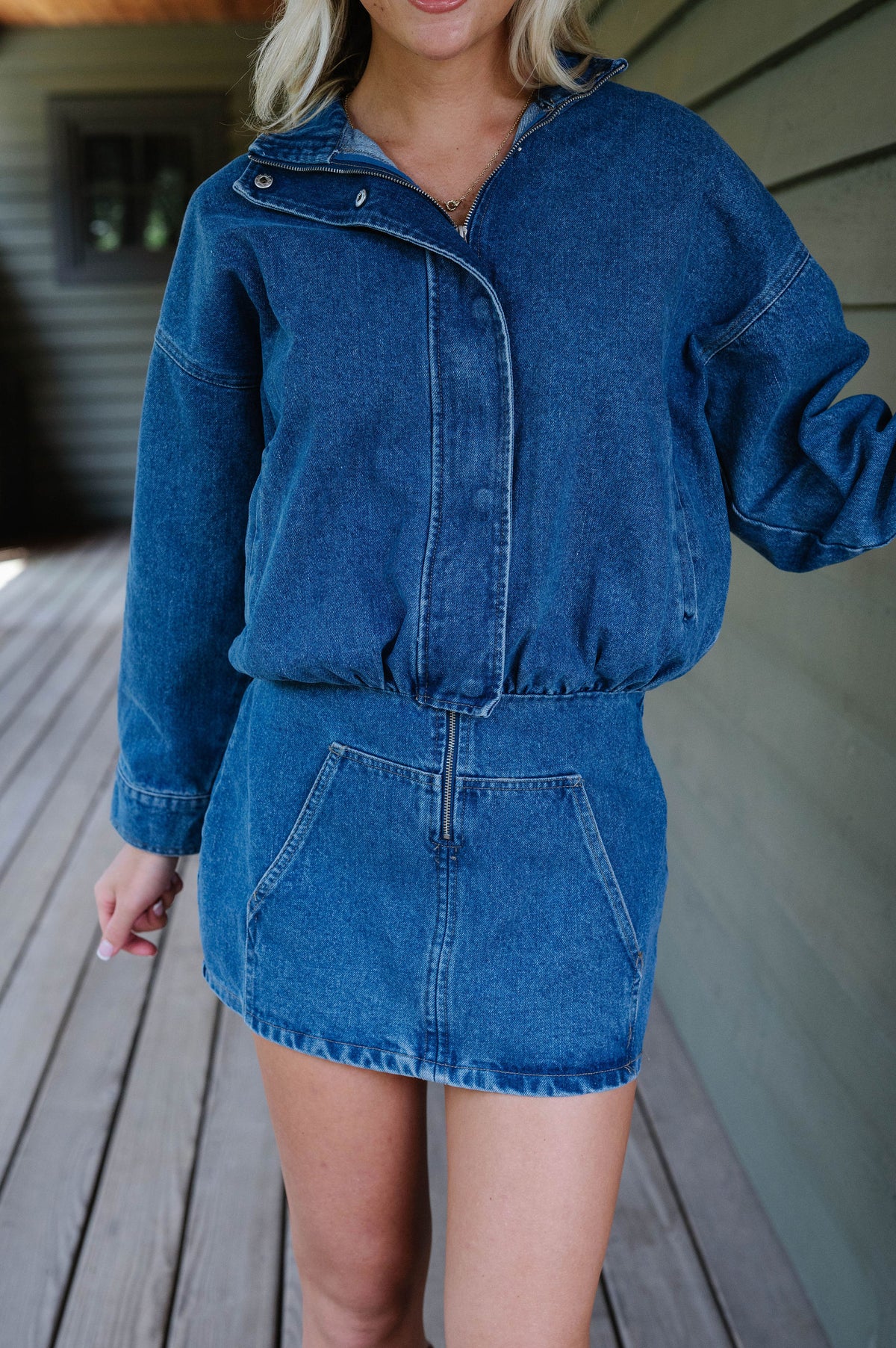 Faith Drop Waist Denim Mini Dress