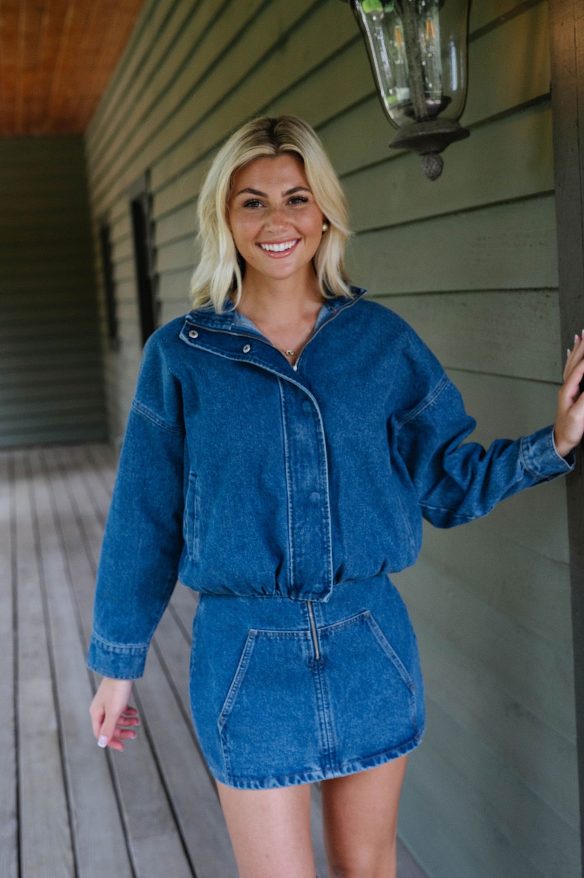Faith Drop Waist Denim Mini Dress