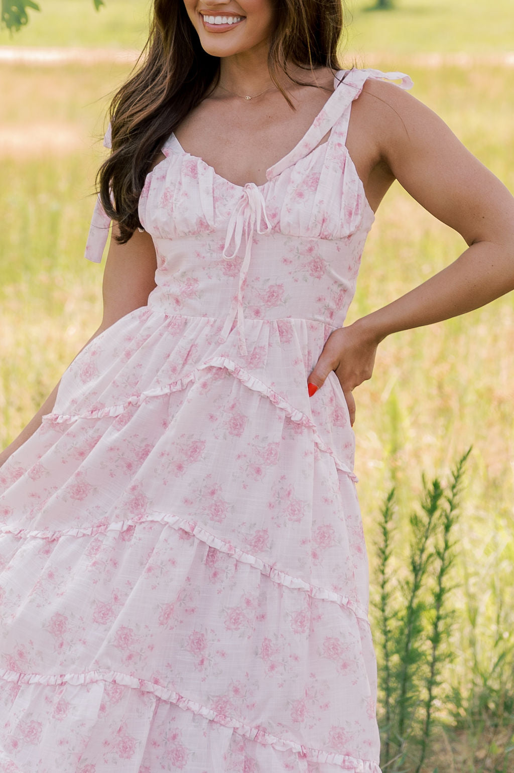 Amy Rose Midi Dress-Pink Floral