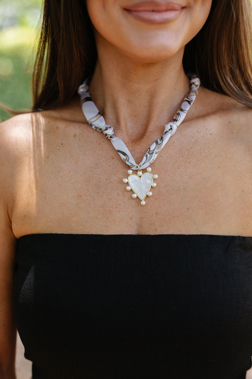 Pearl Heart Scarf Necklace
