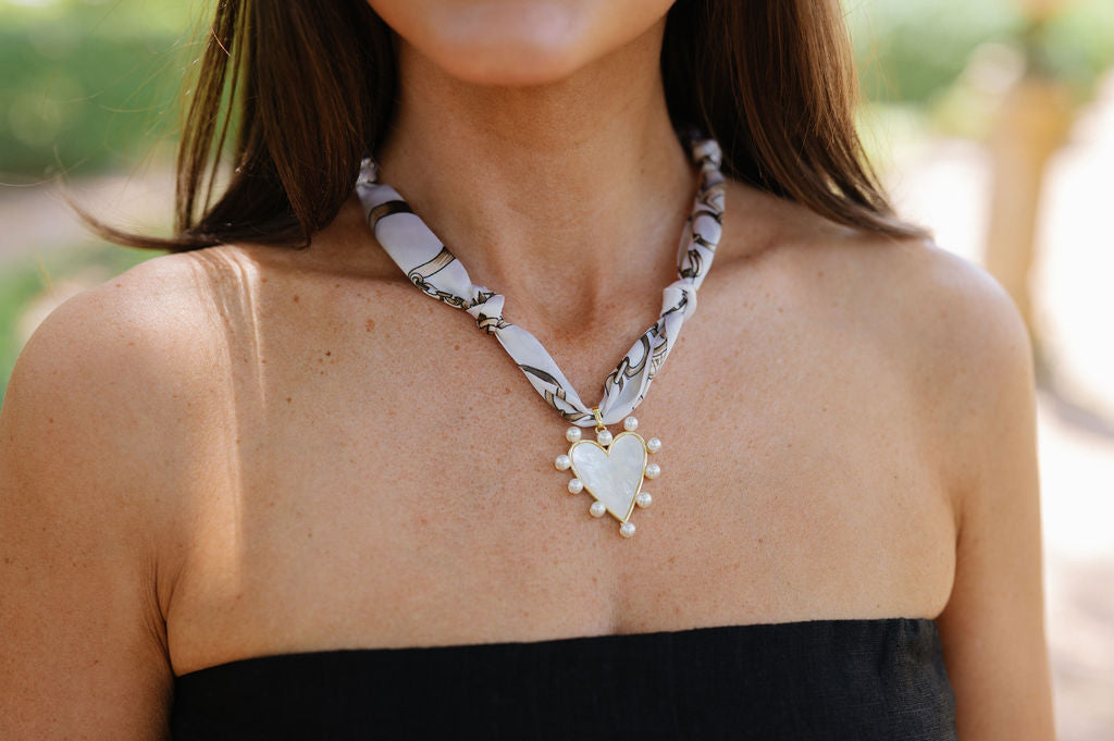 Pearl Heart Scarf Necklace