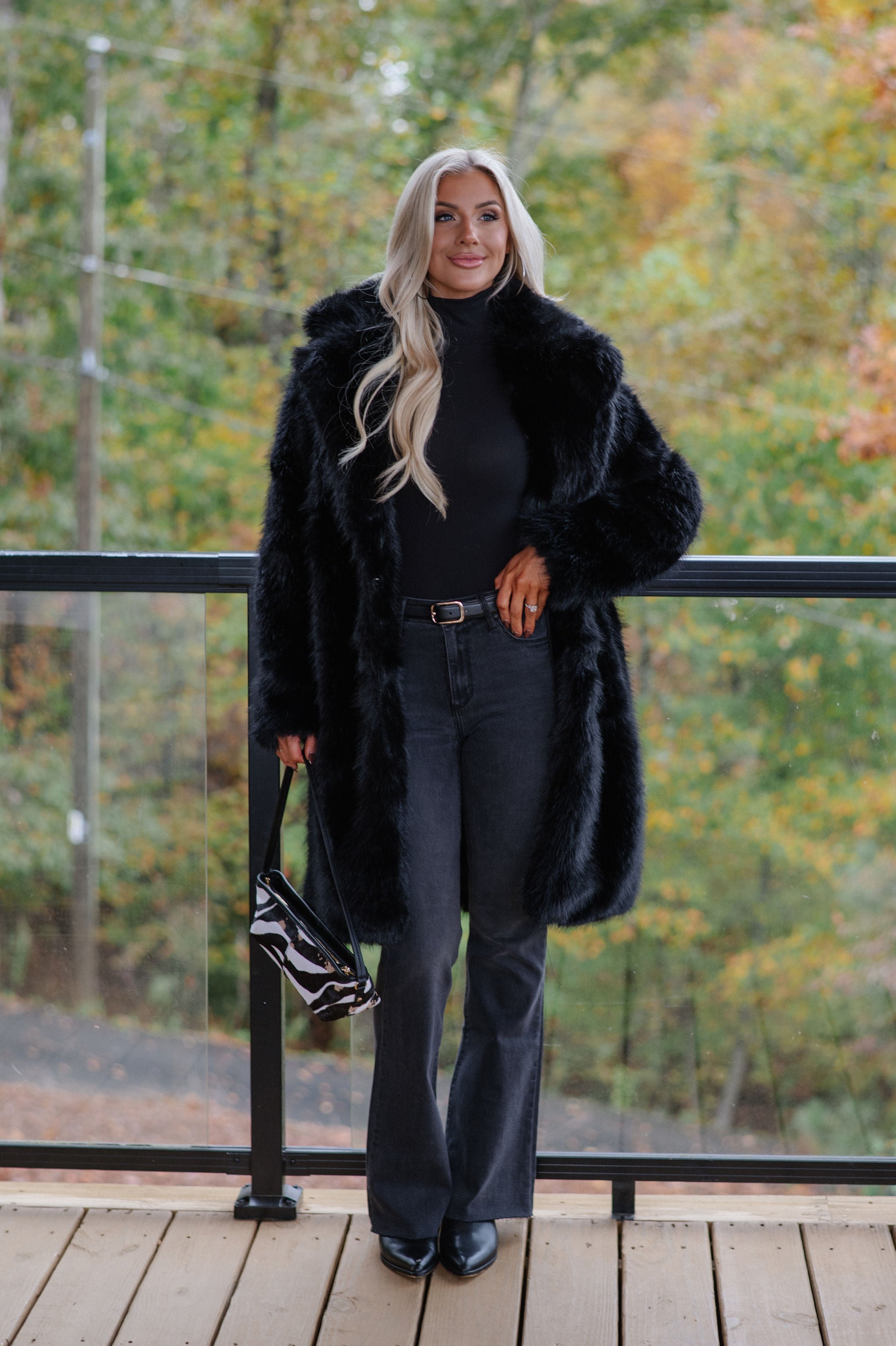 Emerson Luxe Fur Coat-Black