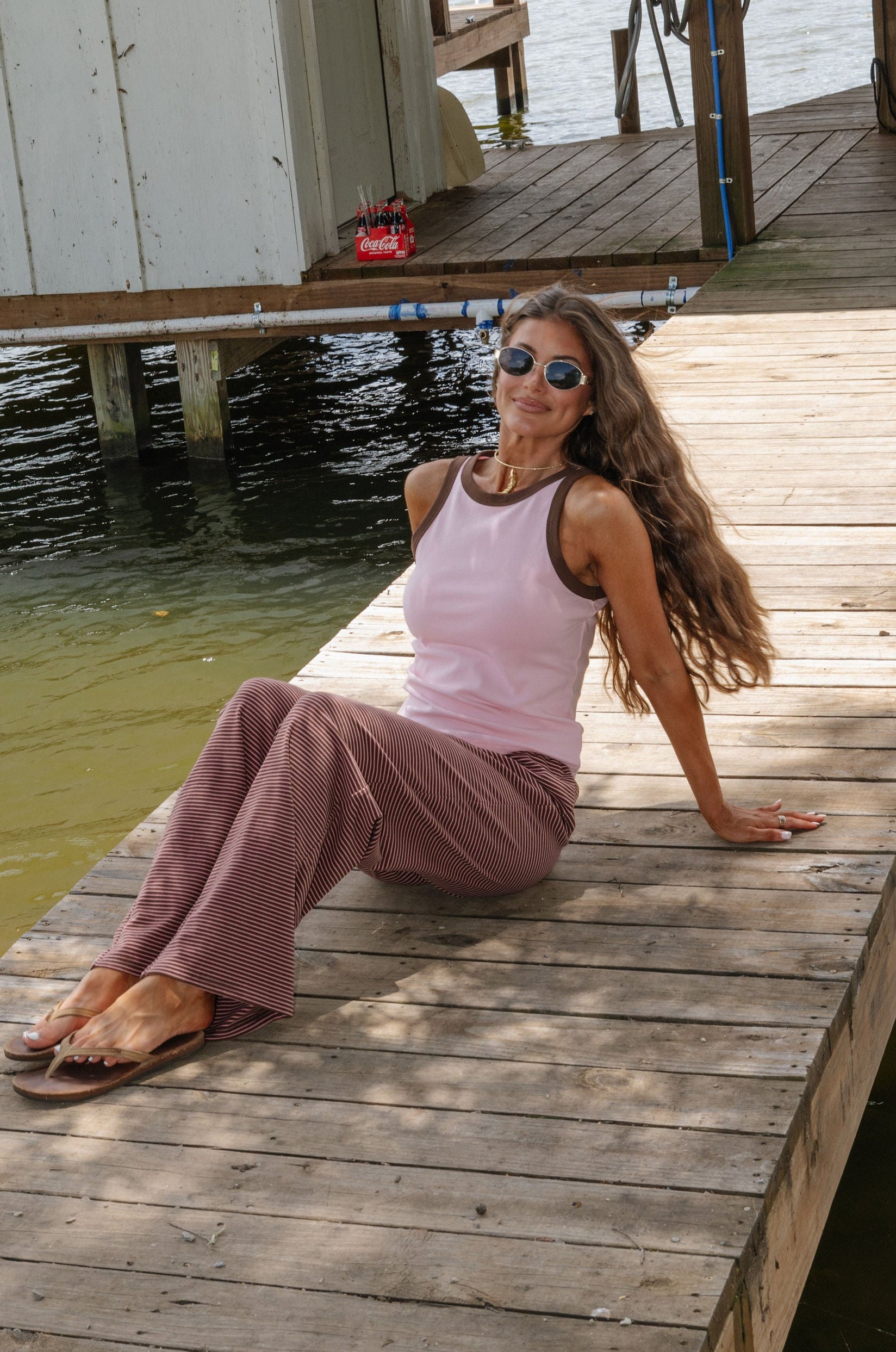 Y2k Contrast Trim Tank-Pink