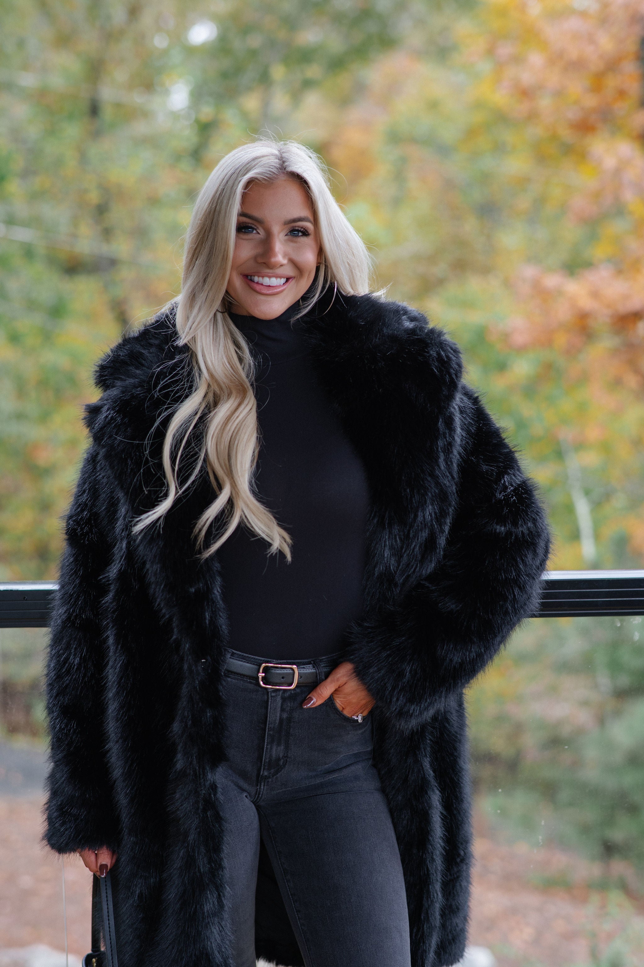 Emerson Luxe Fur Coat-Black