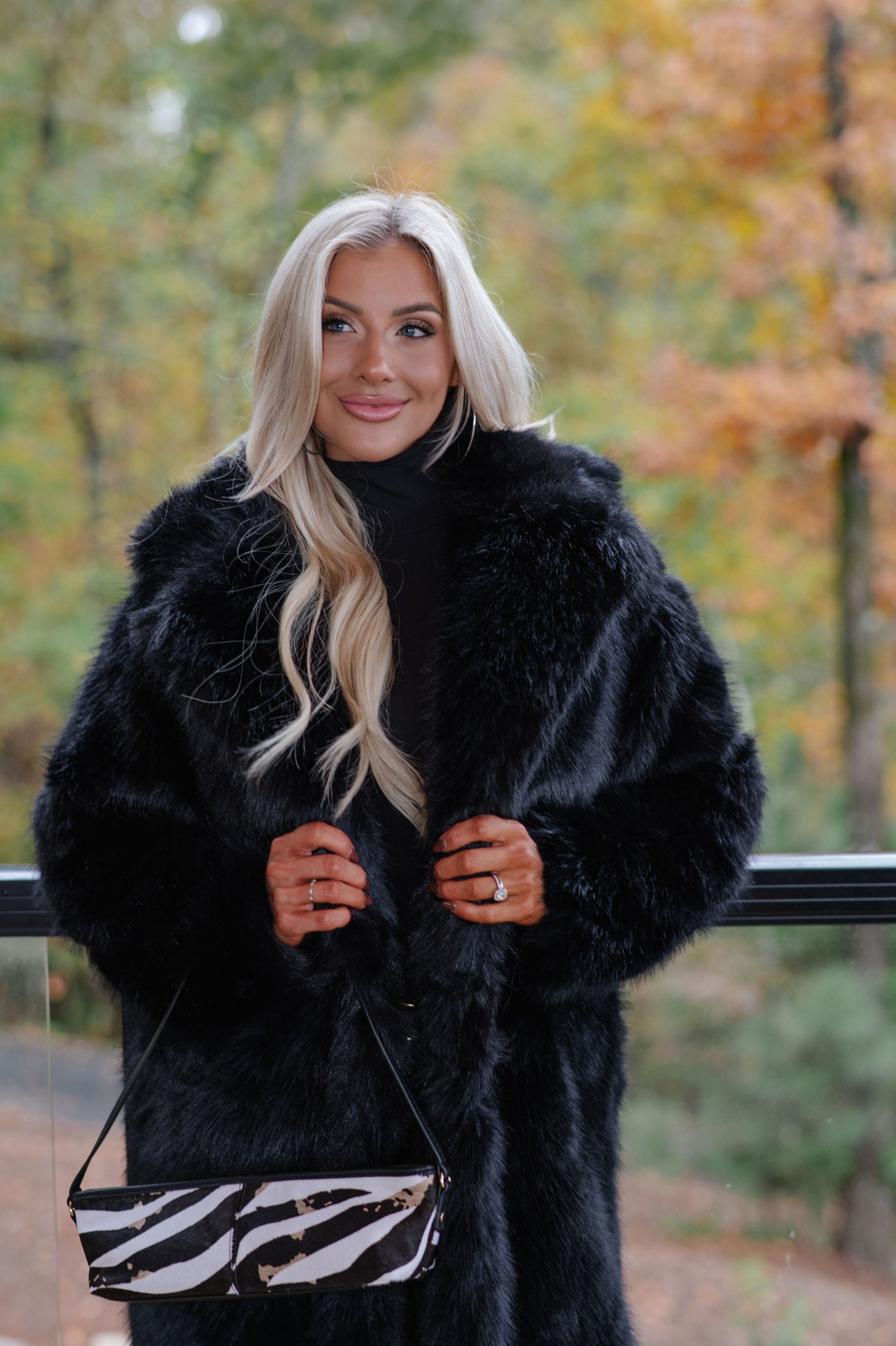 Emerson Luxe Fur Coat-Black