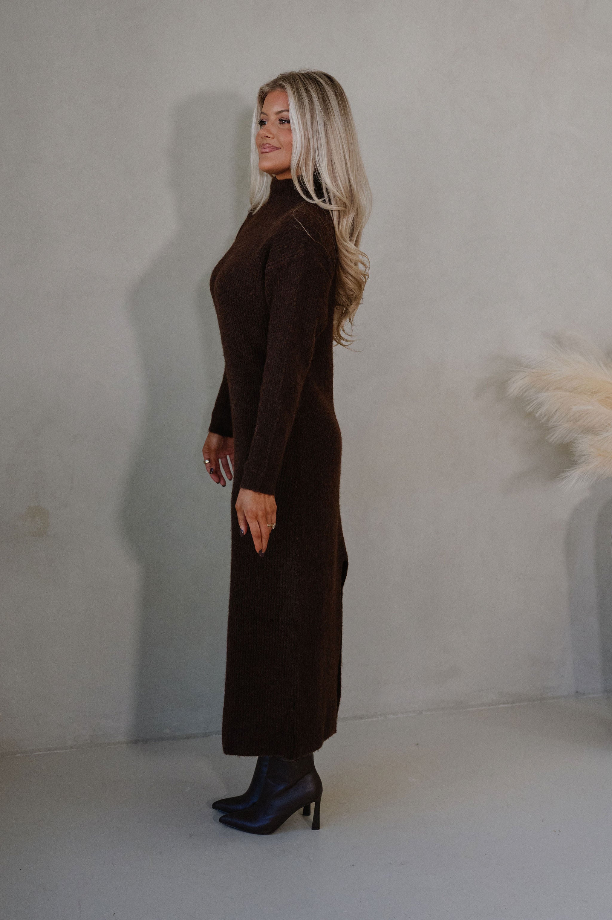 Kiara Knit Maxi Dress-Brown