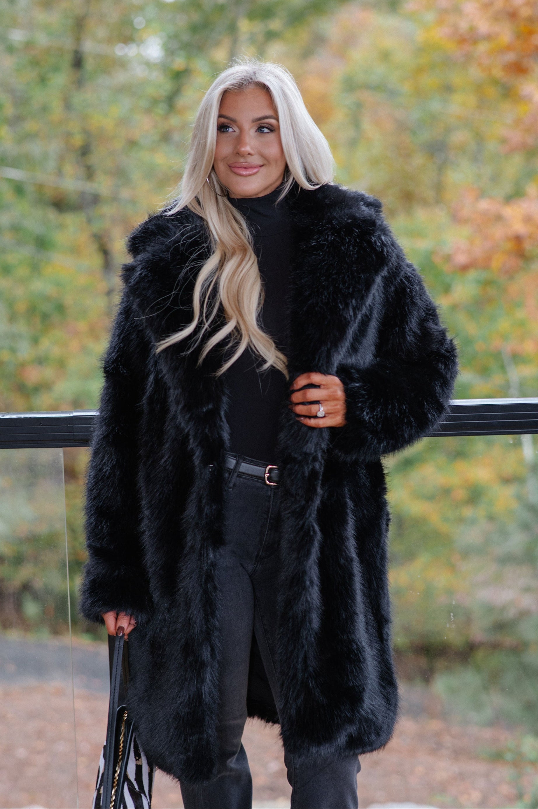 Emerson Luxe Fur Coat-Black