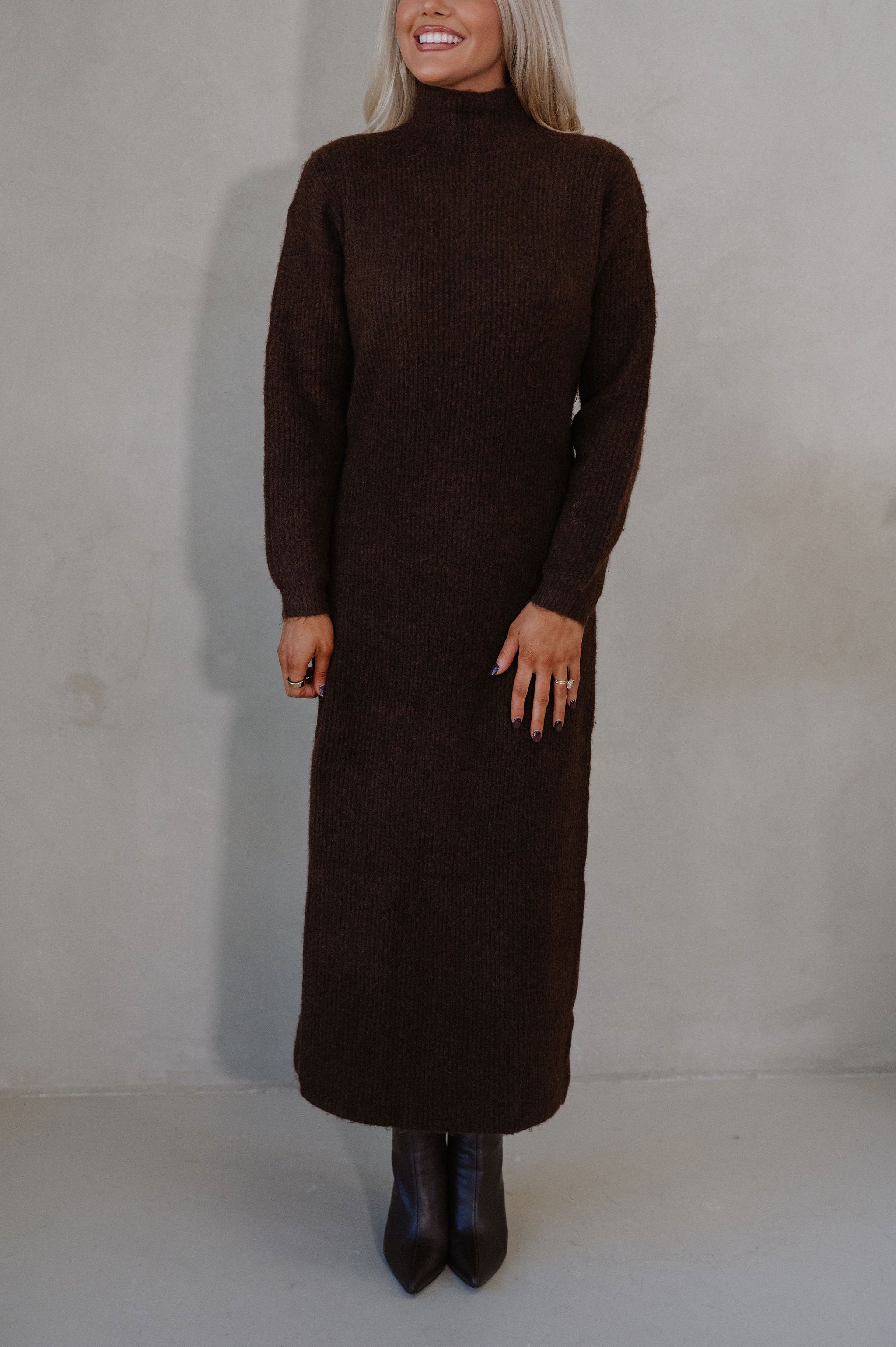 Kiara Knit Maxi Dress-Brown