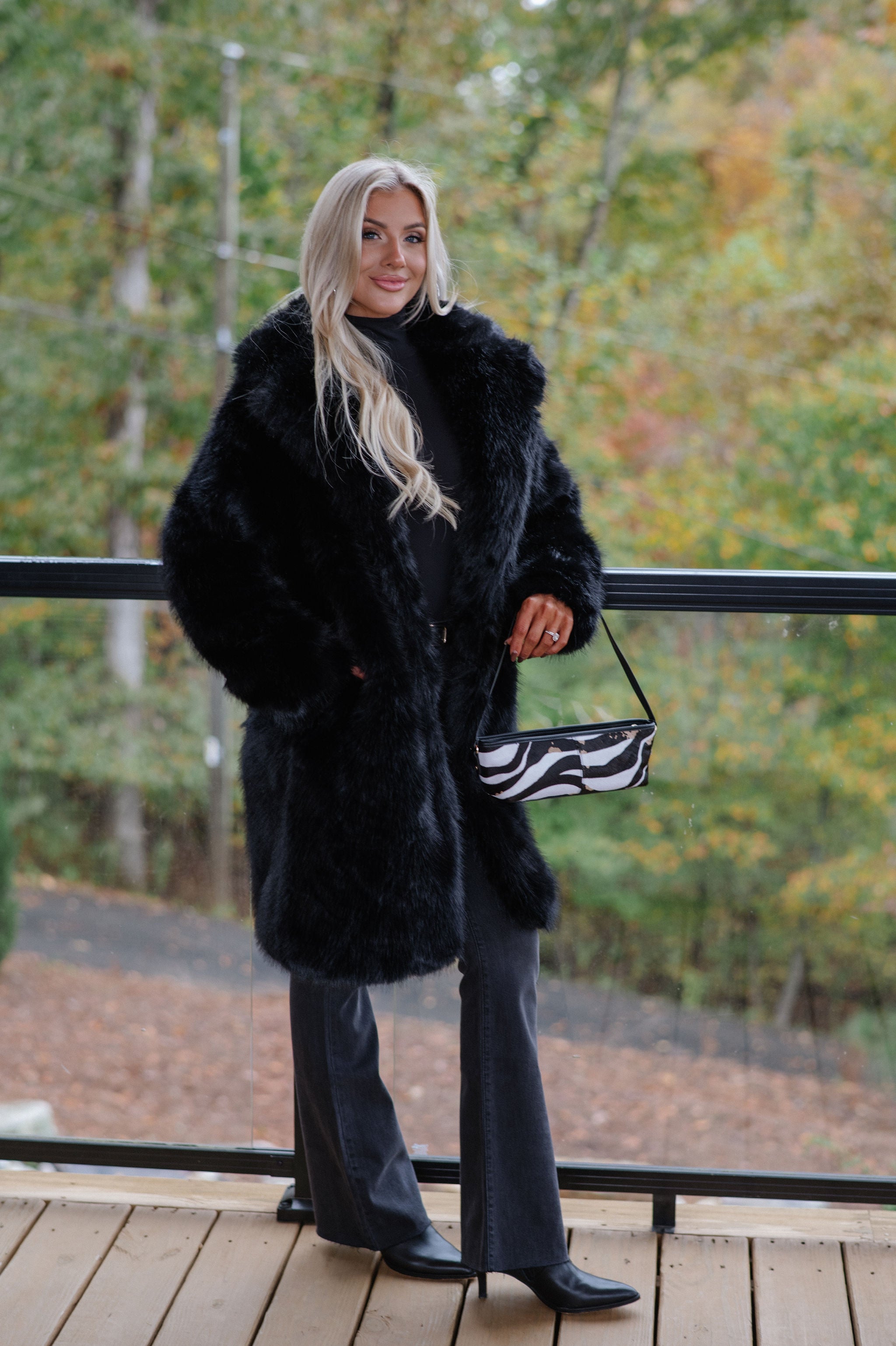 Emerson Luxe Fur Coat-Black