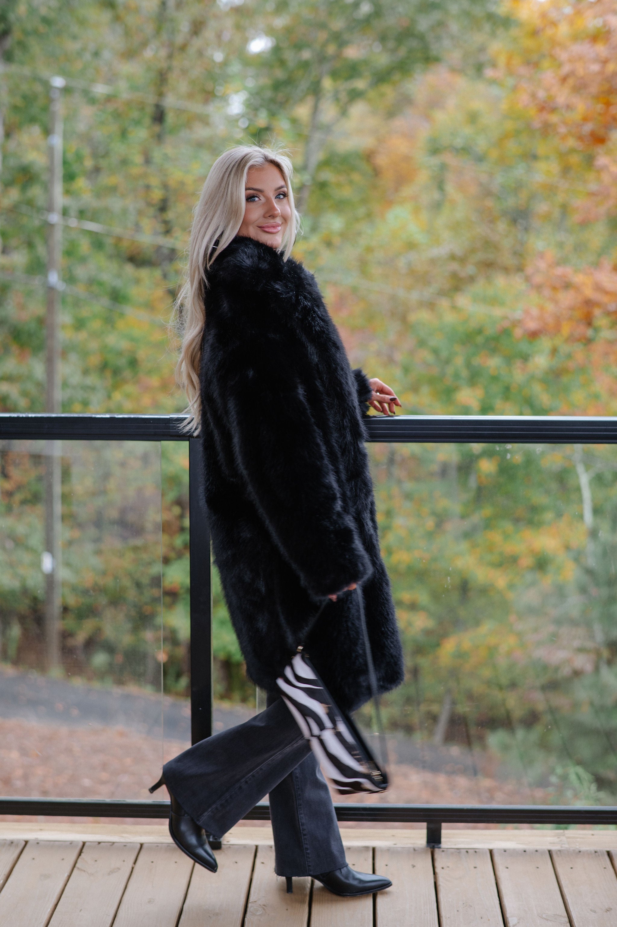 Emerson Luxe Fur Coat-Black