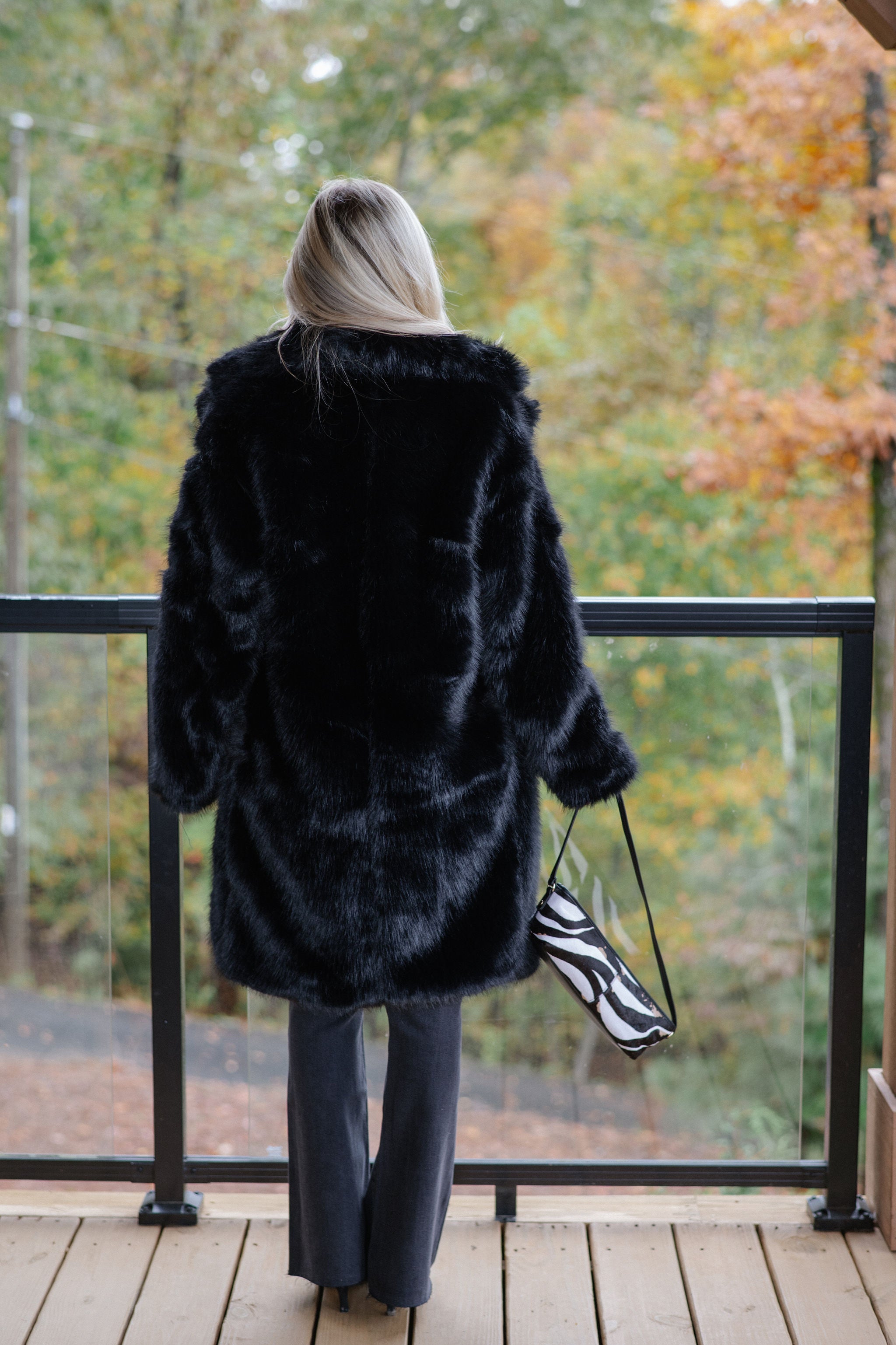 Emerson Luxe Fur Coat-Black