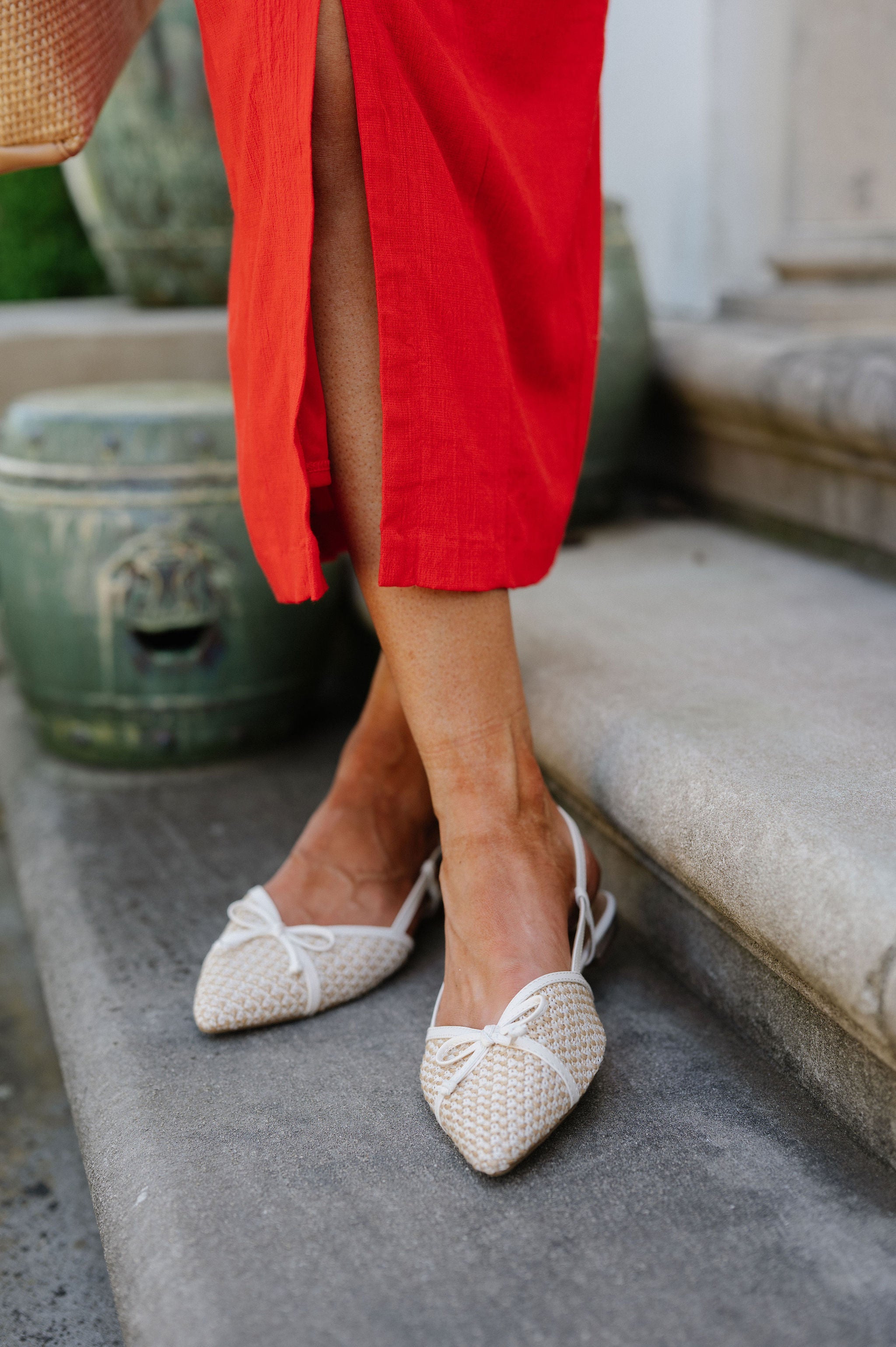 Carsen Slingback Flat-Cream//MODEL PAIR SIZE 8