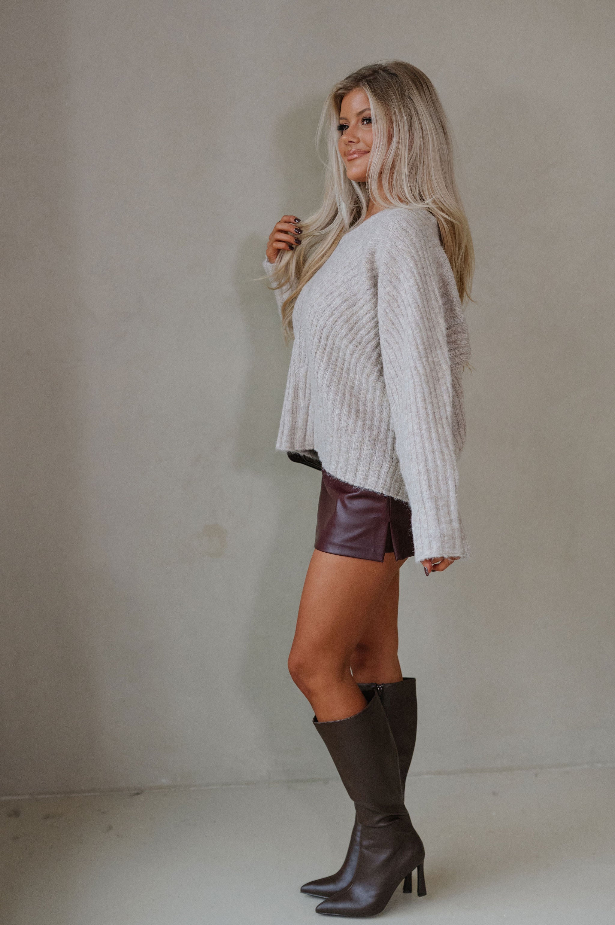 Barley Ribbed Sweater-Light Taupe