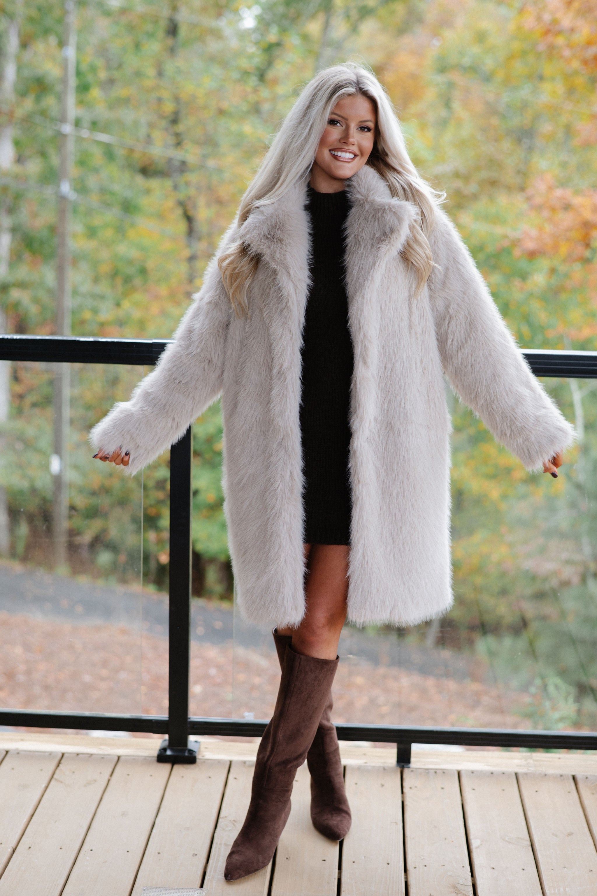 Emerson Luxe Fur Coat-Taupe