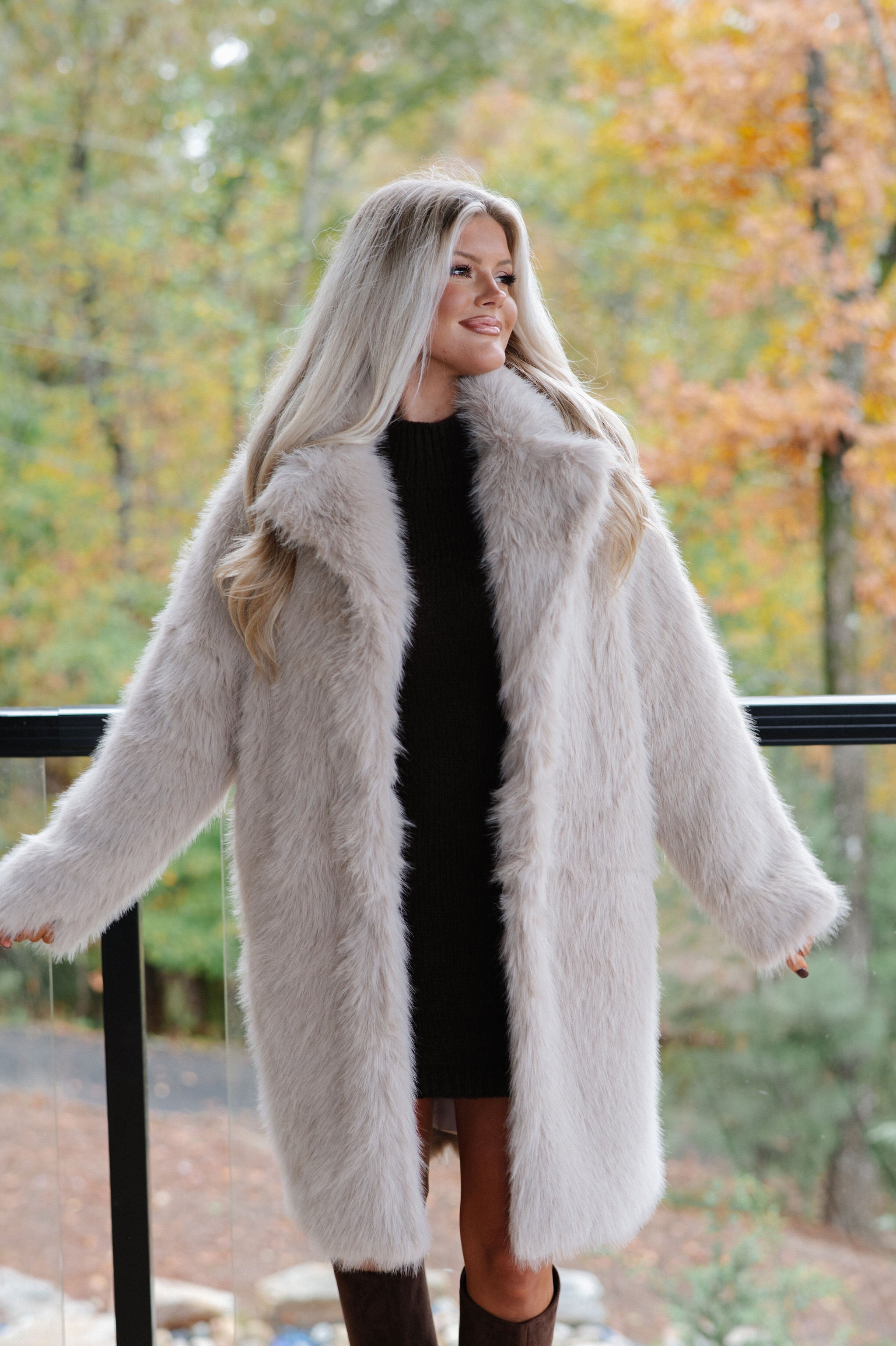 Emerson Luxe Fur Coat-Taupe
