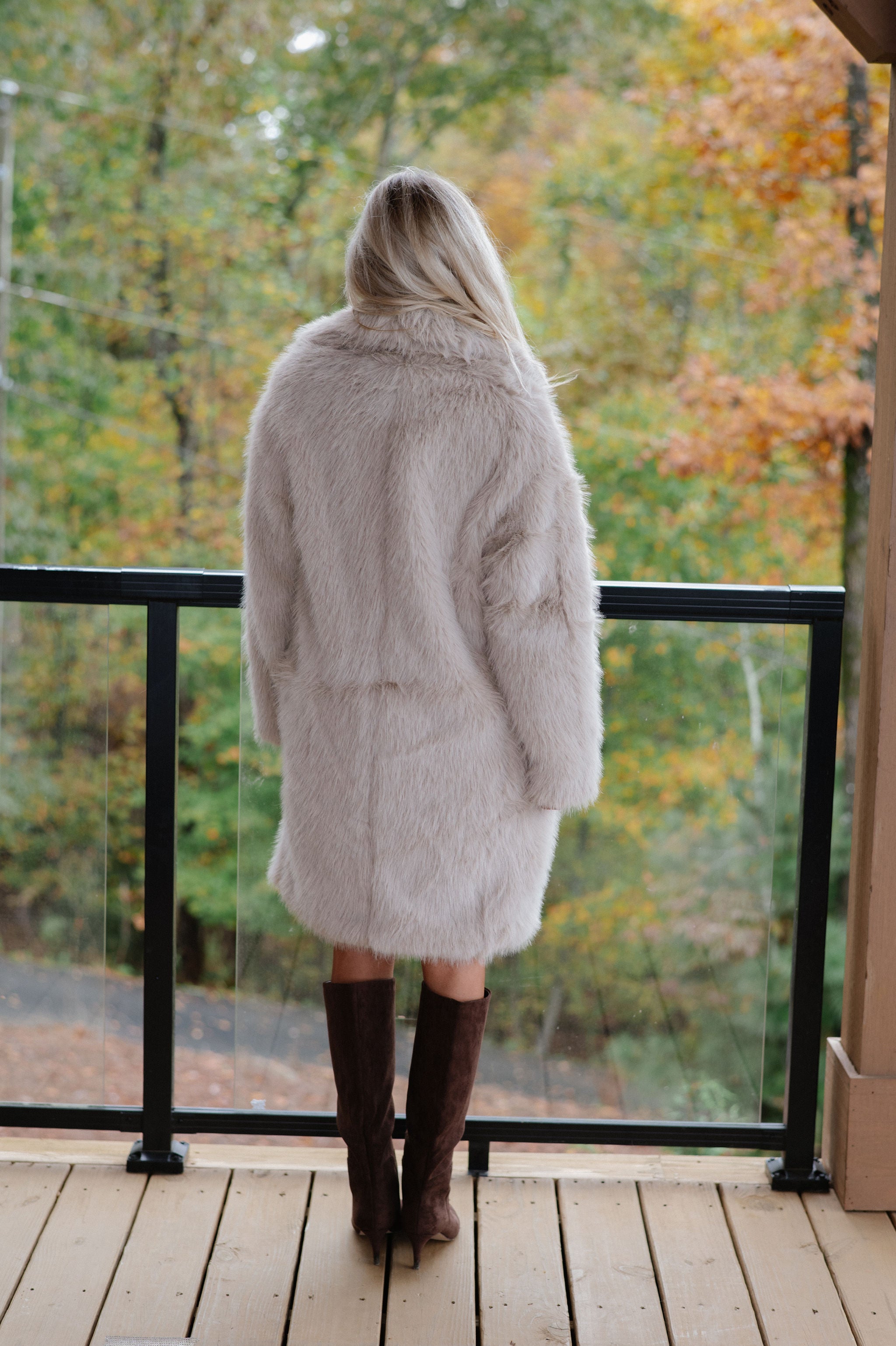 Emerson Luxe Fur Coat-Taupe