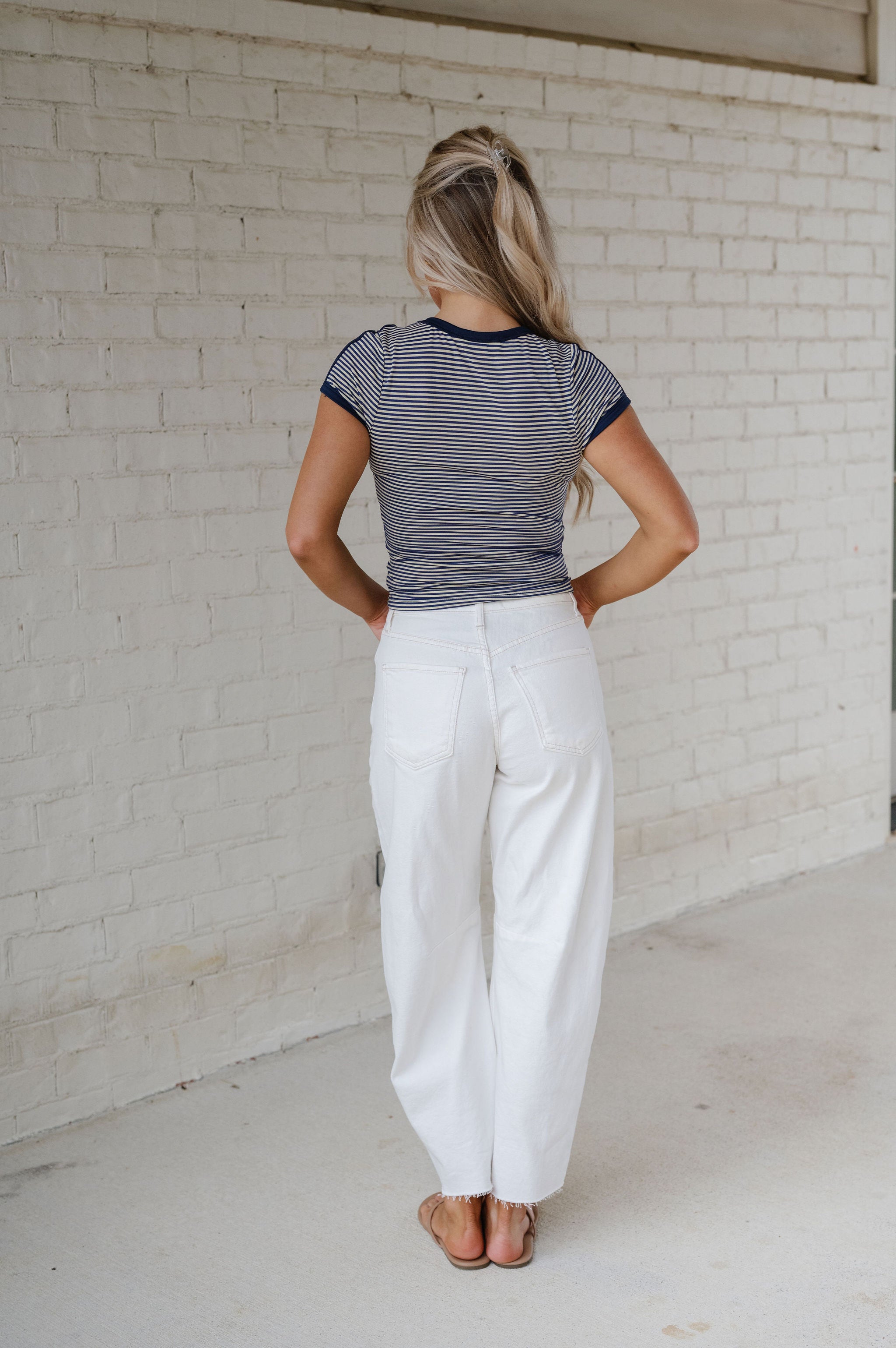 Brooke Striped Top-Yellow/Navy