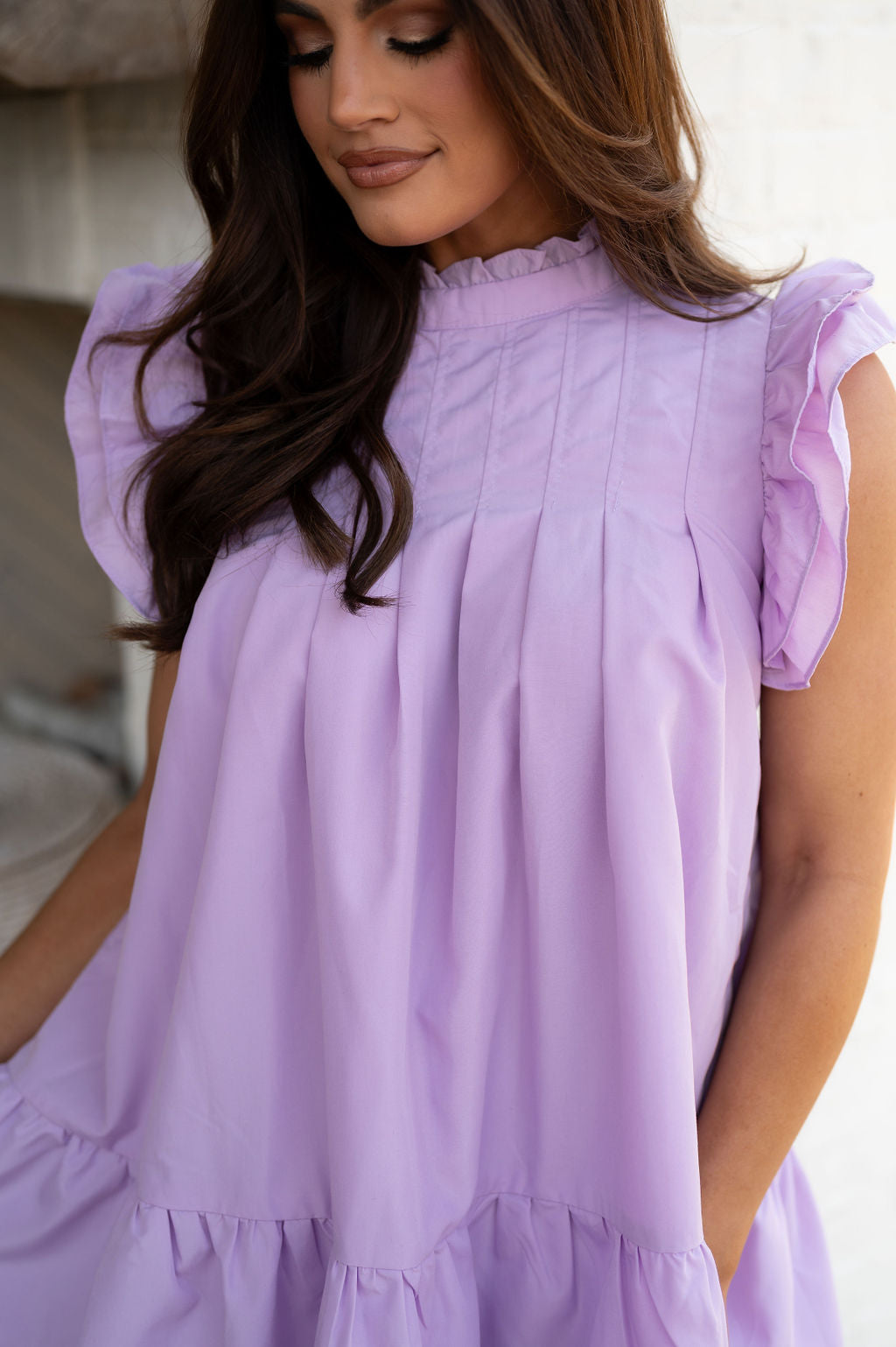 Lottie Ruffle Sleeve Dress-Lavender