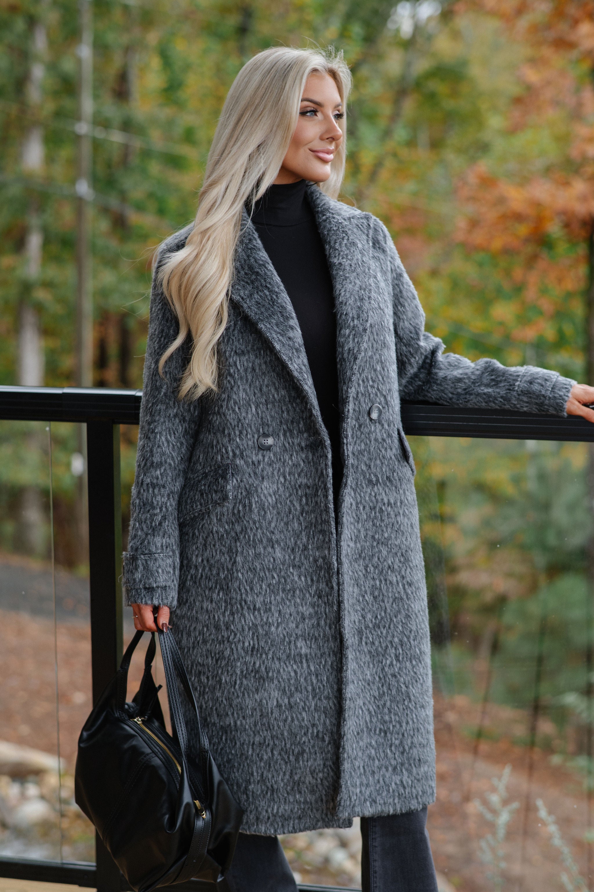 Quinn Trench Coat-Charcoal