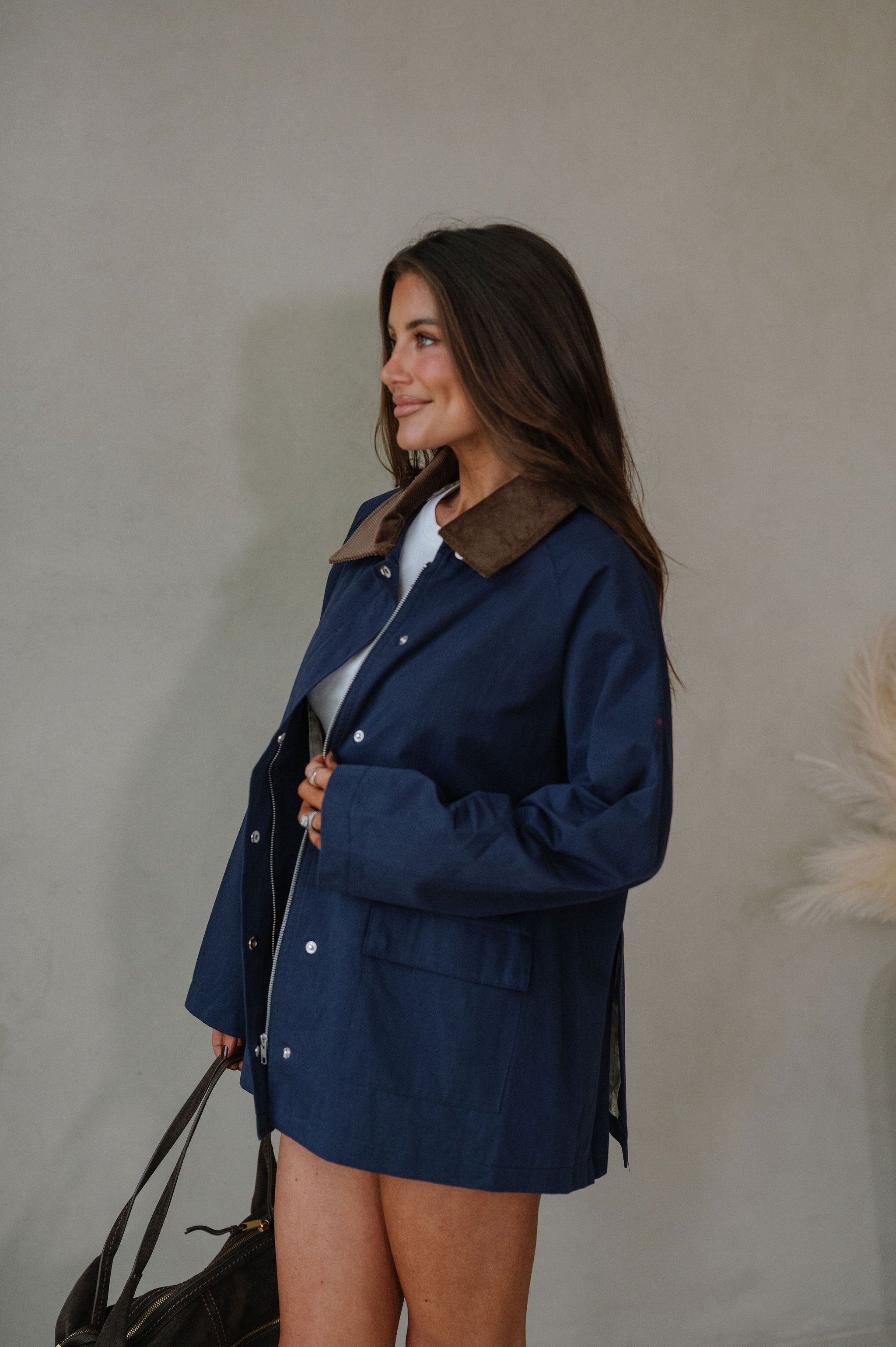 Stella Contrast Collar Jacket-Navy