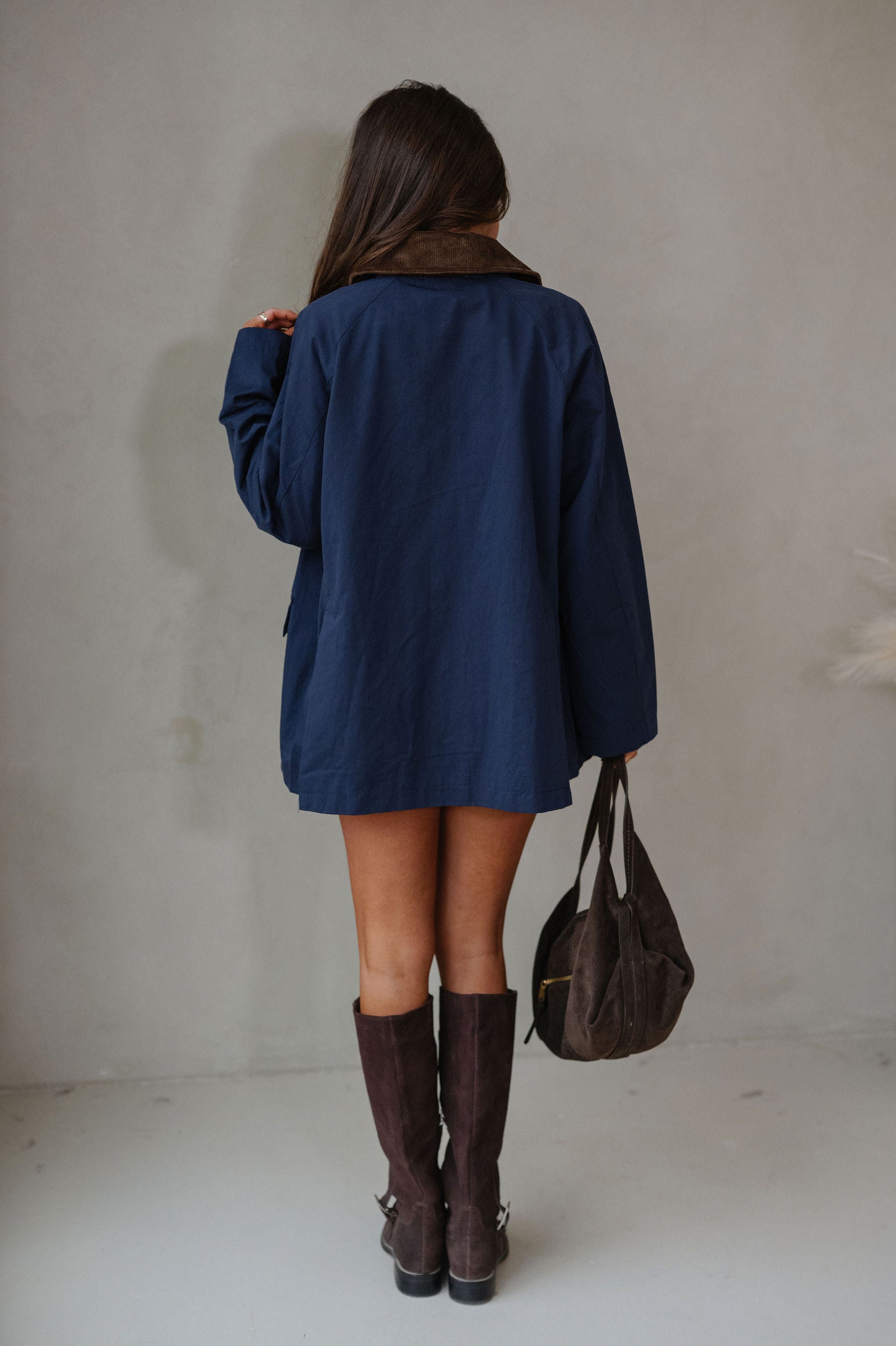 Stella Contrast Collar Jacket-Navy