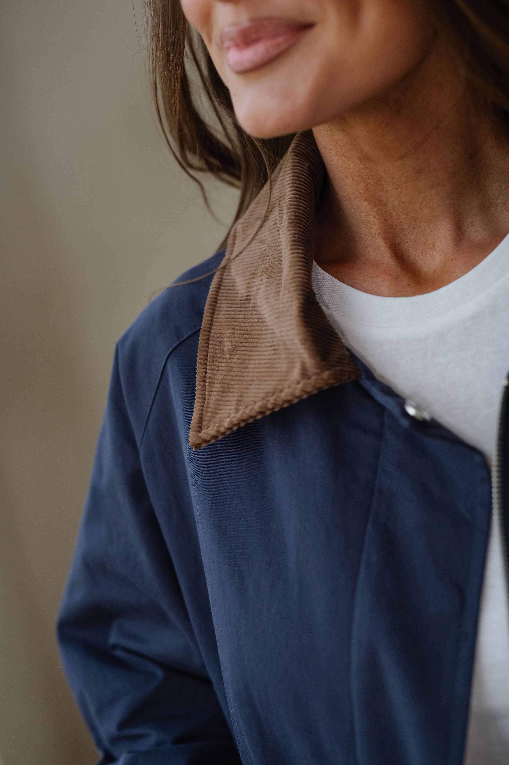 Stella Contrast Collar Jacket-Navy