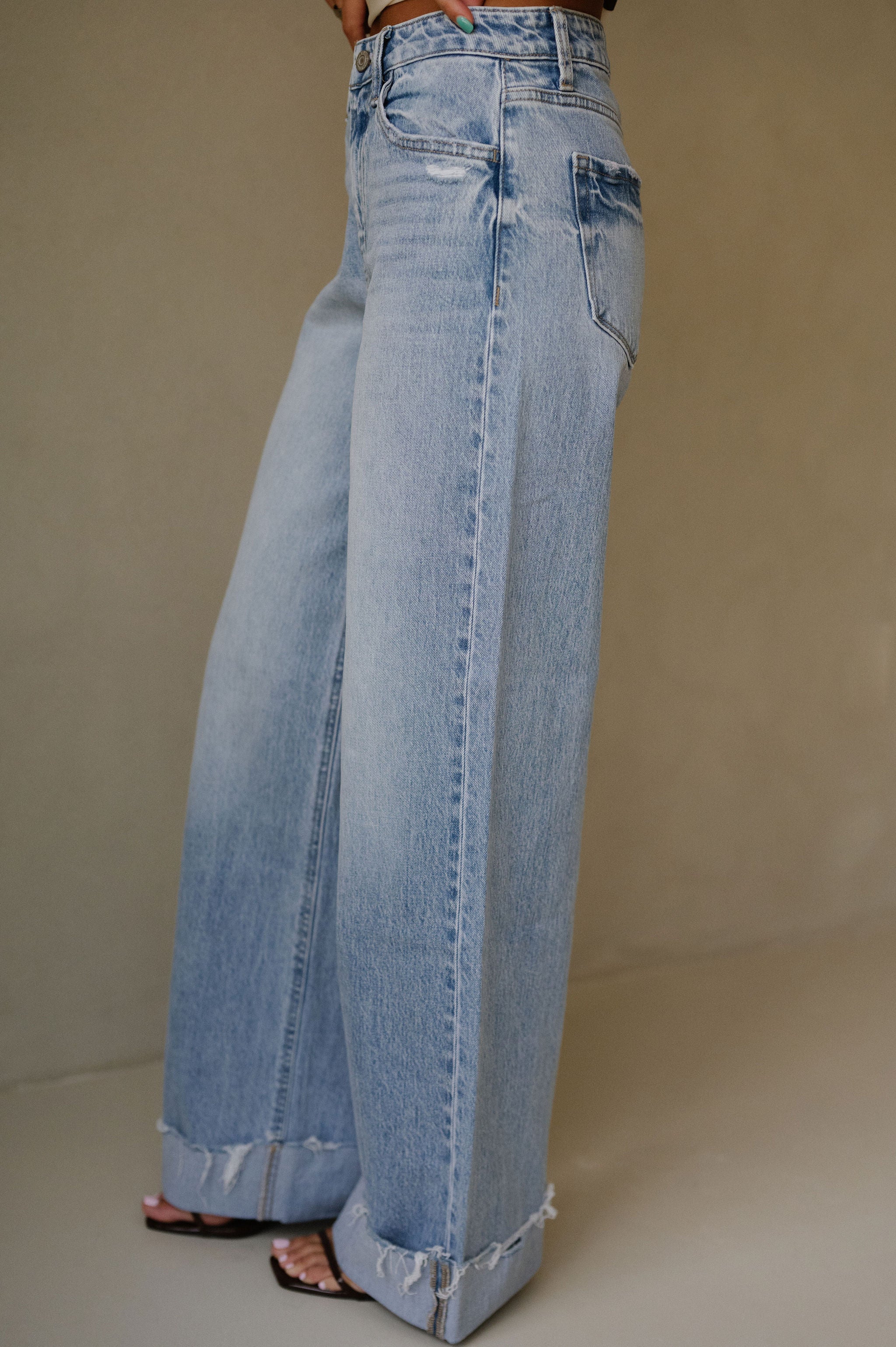 Julie Cuffed Wide Leg Jeans