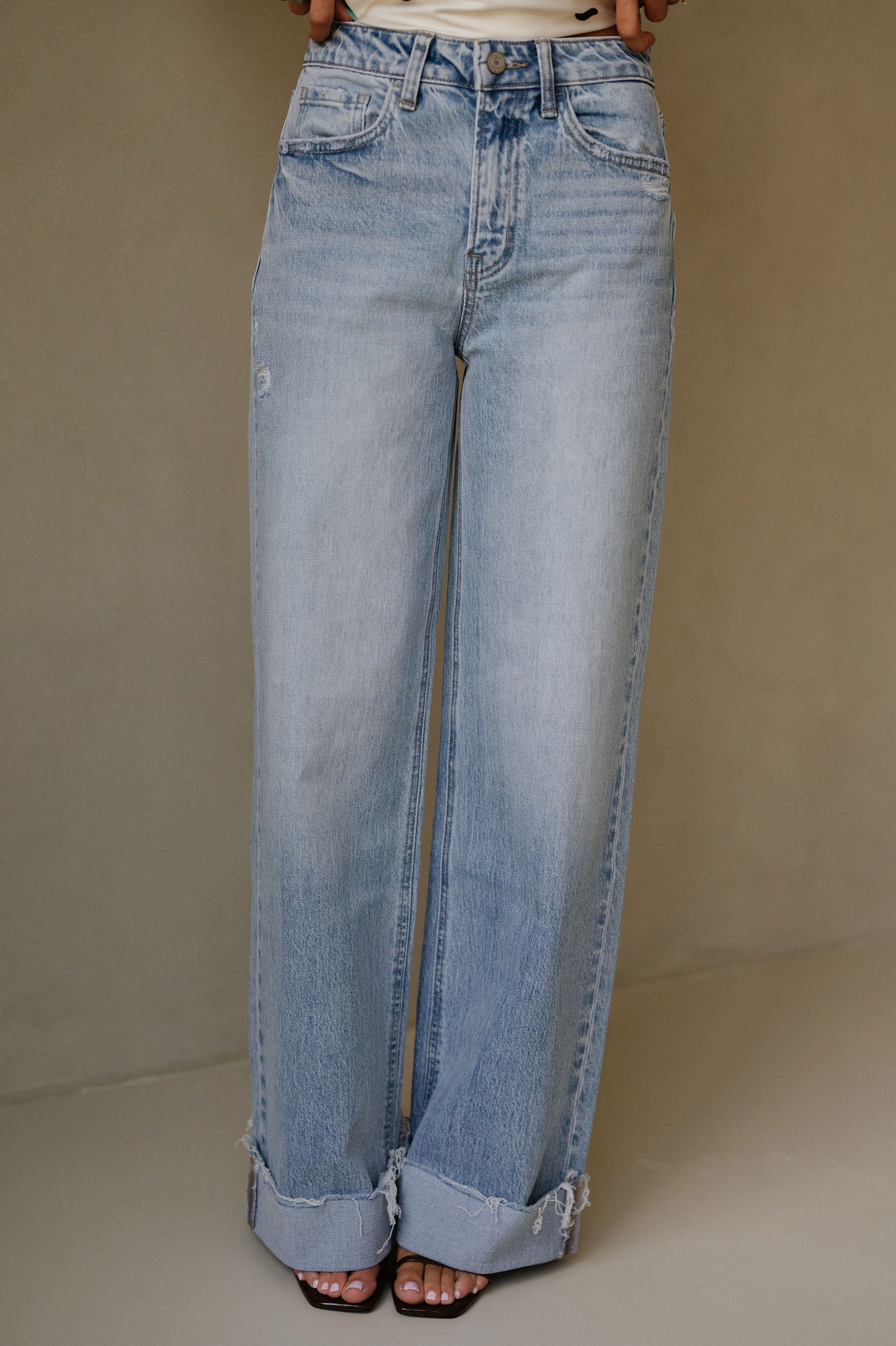 Julie Cuffed Wide Leg Jeans
