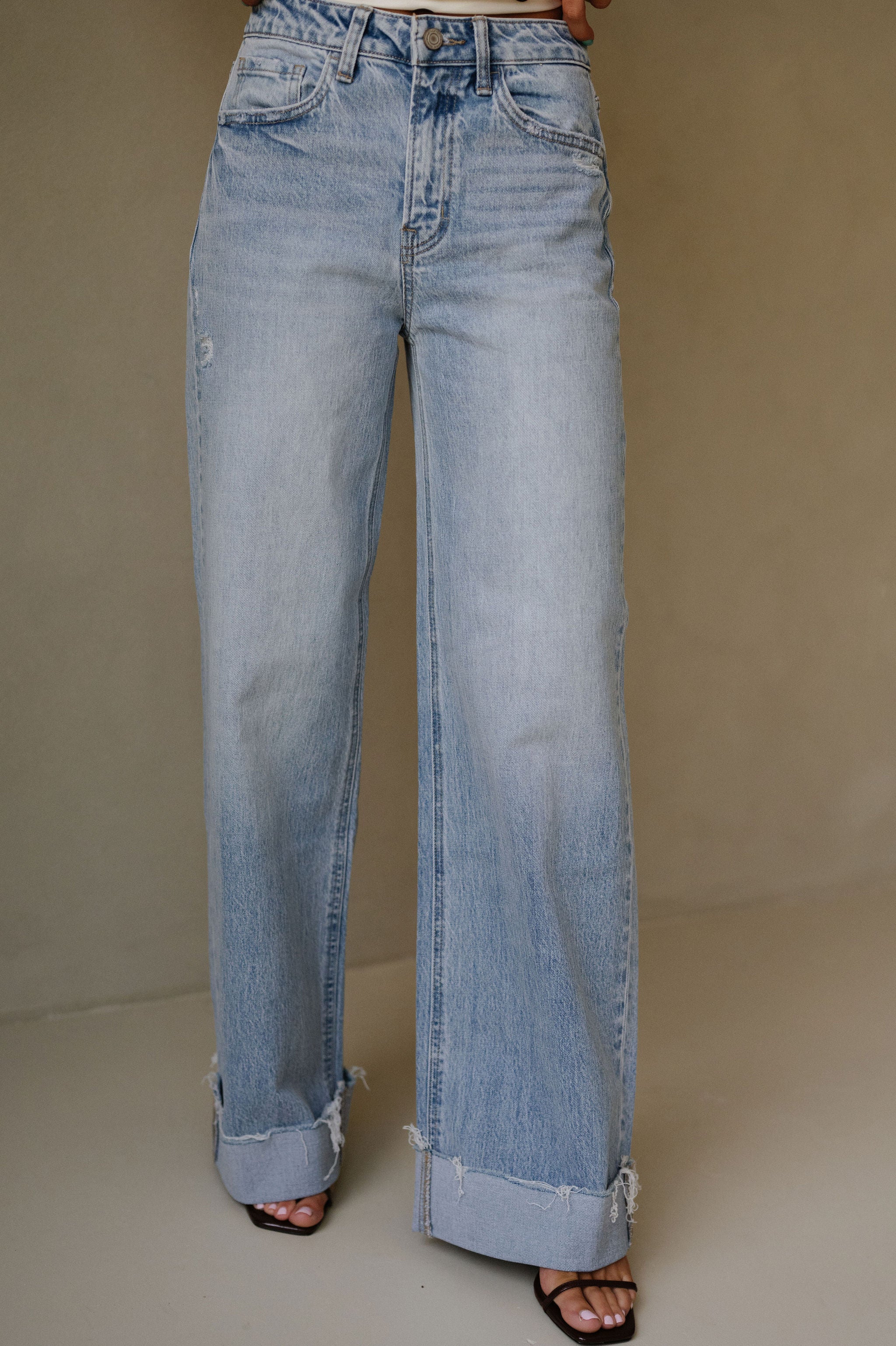 Julie Cuffed Wide Leg Jeans