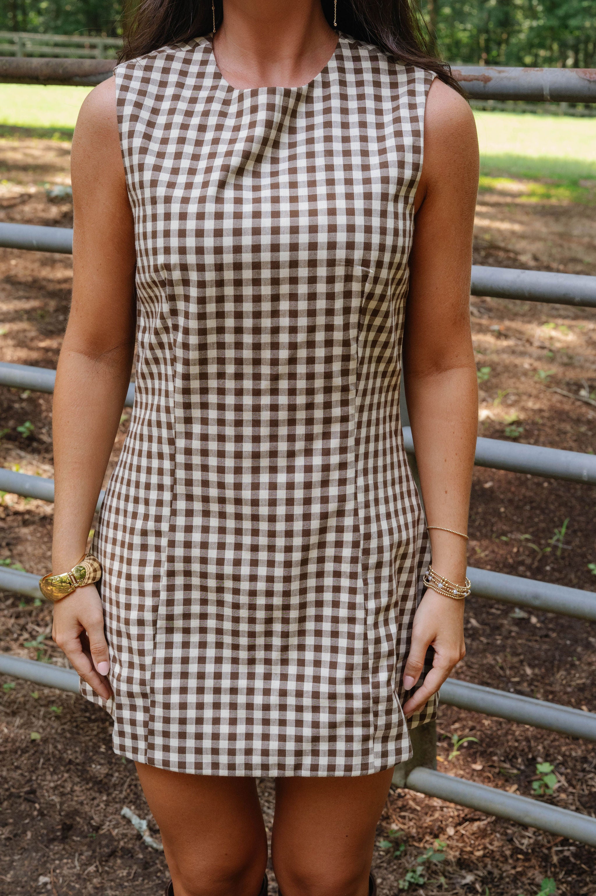 Clementine Sleeveless Mini Dress-Brown
