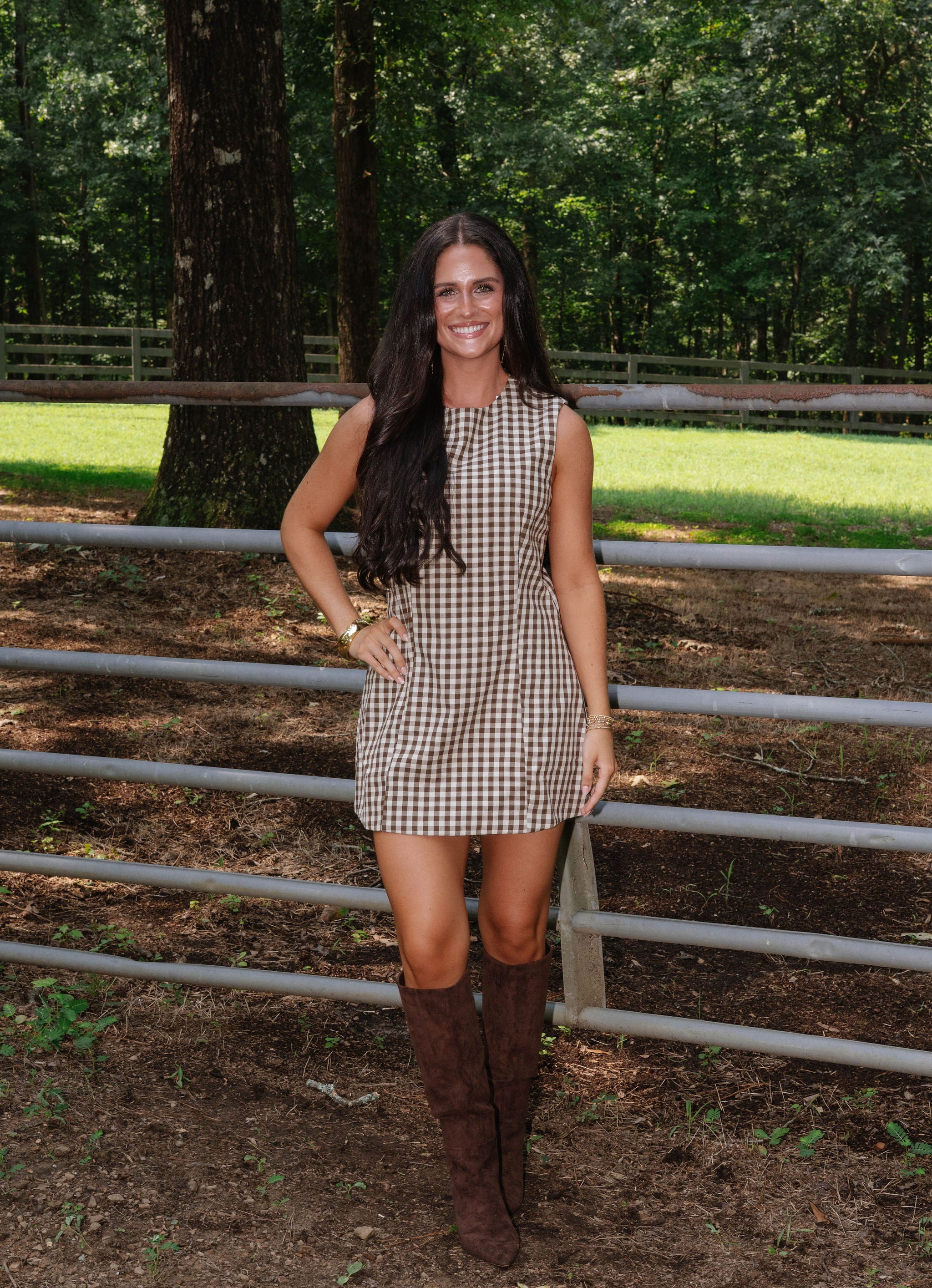 Clementine Sleeveless Mini Dress-Brown