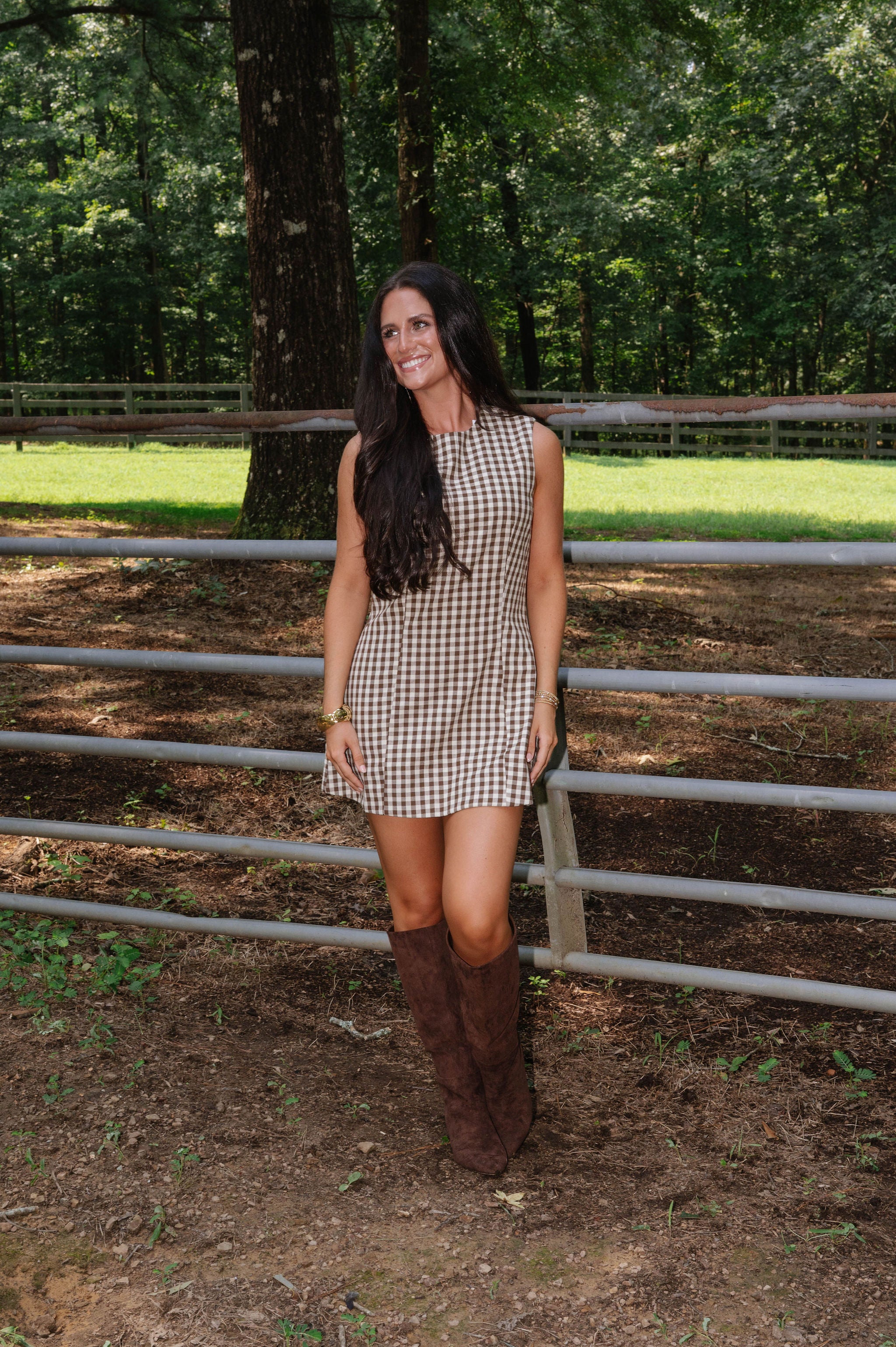 Clementine Sleeveless Mini Dress-Brown