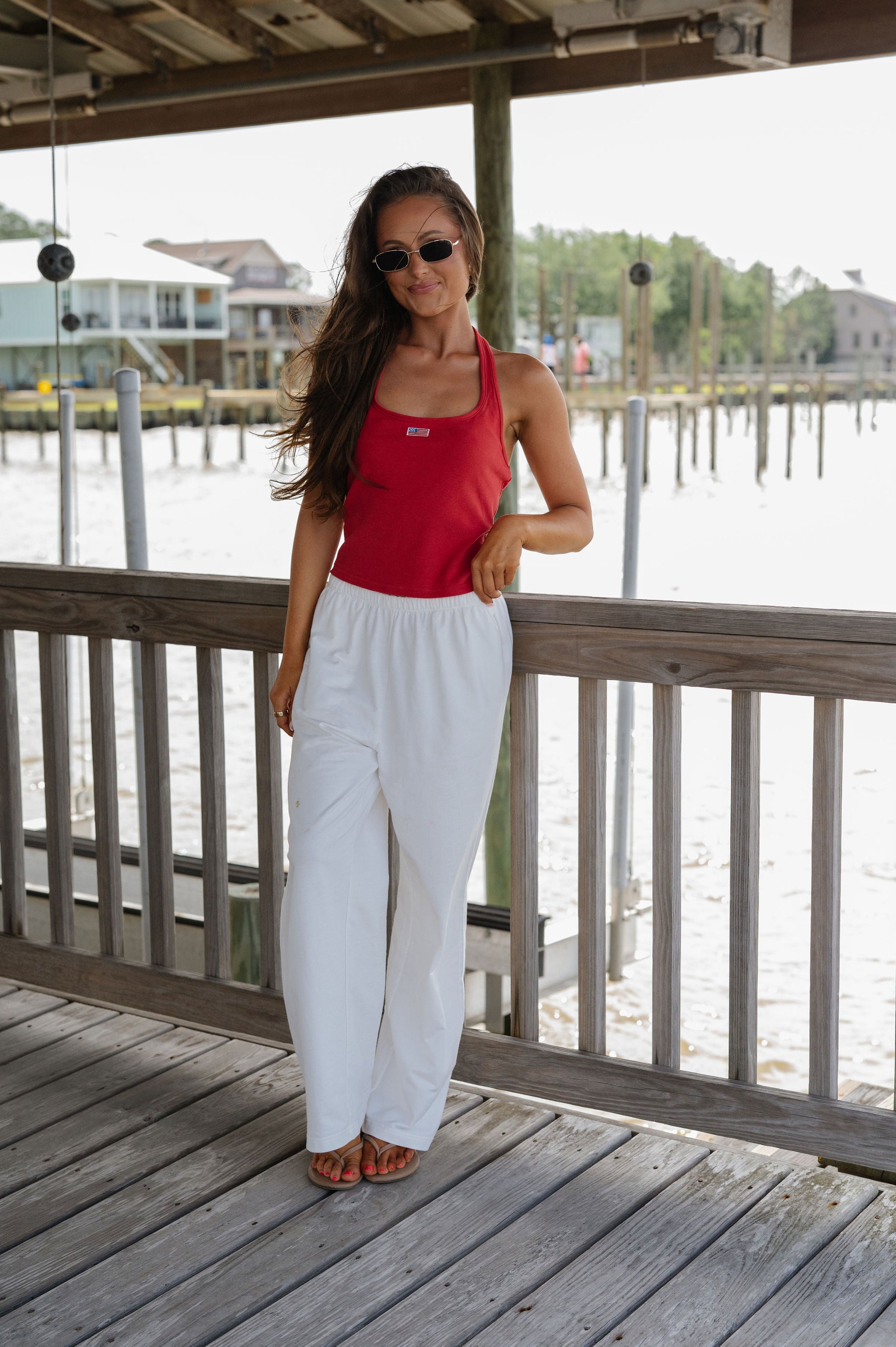 American Flag Halter Top-Red