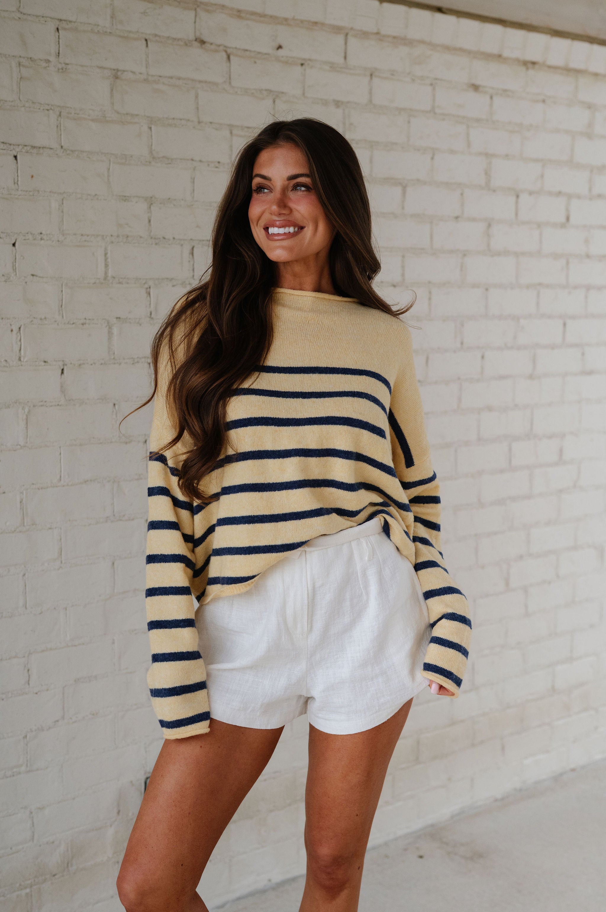 Palmer Striped Pullover-Butter