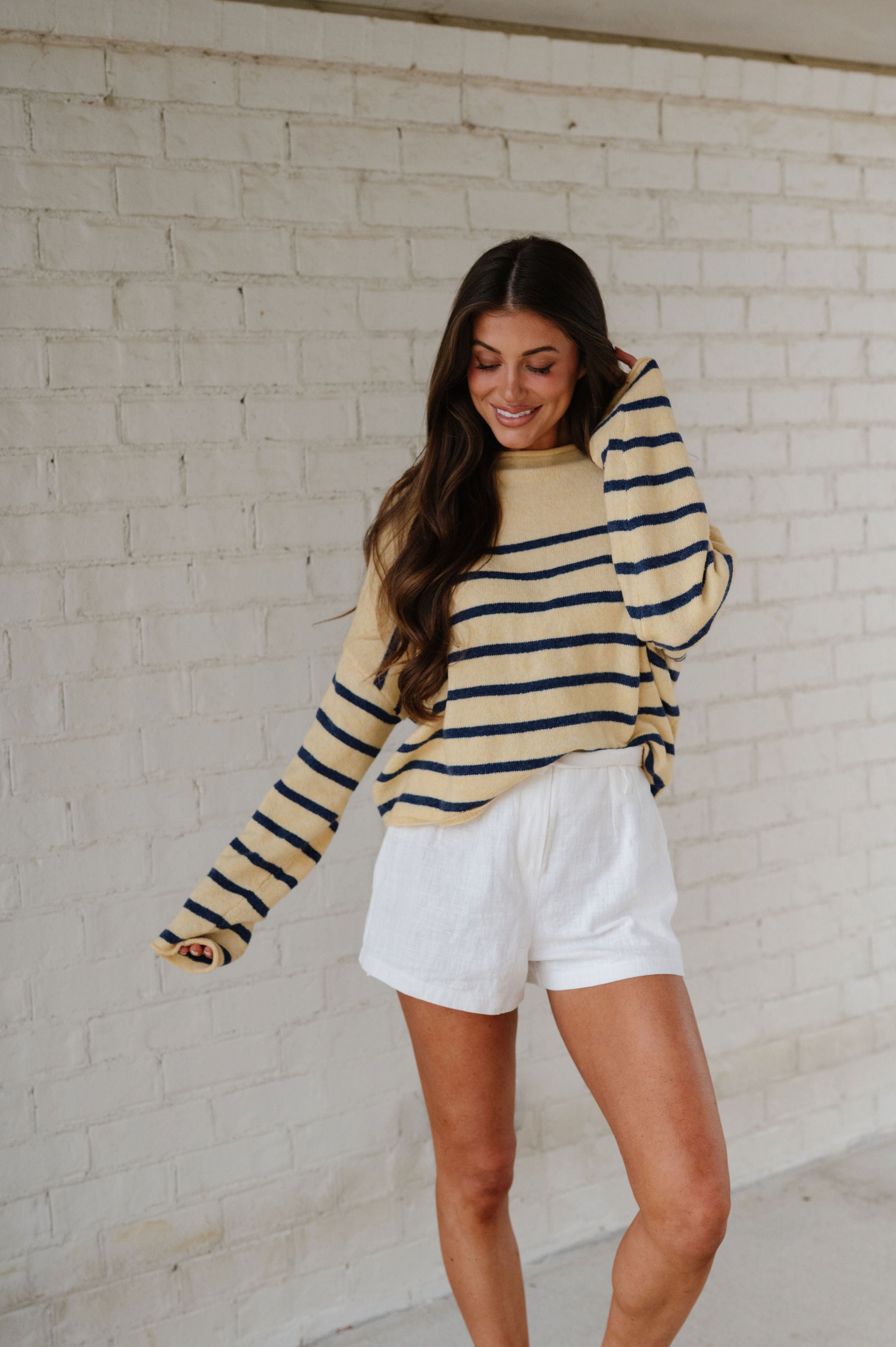 Palmer Striped Pullover-Butter