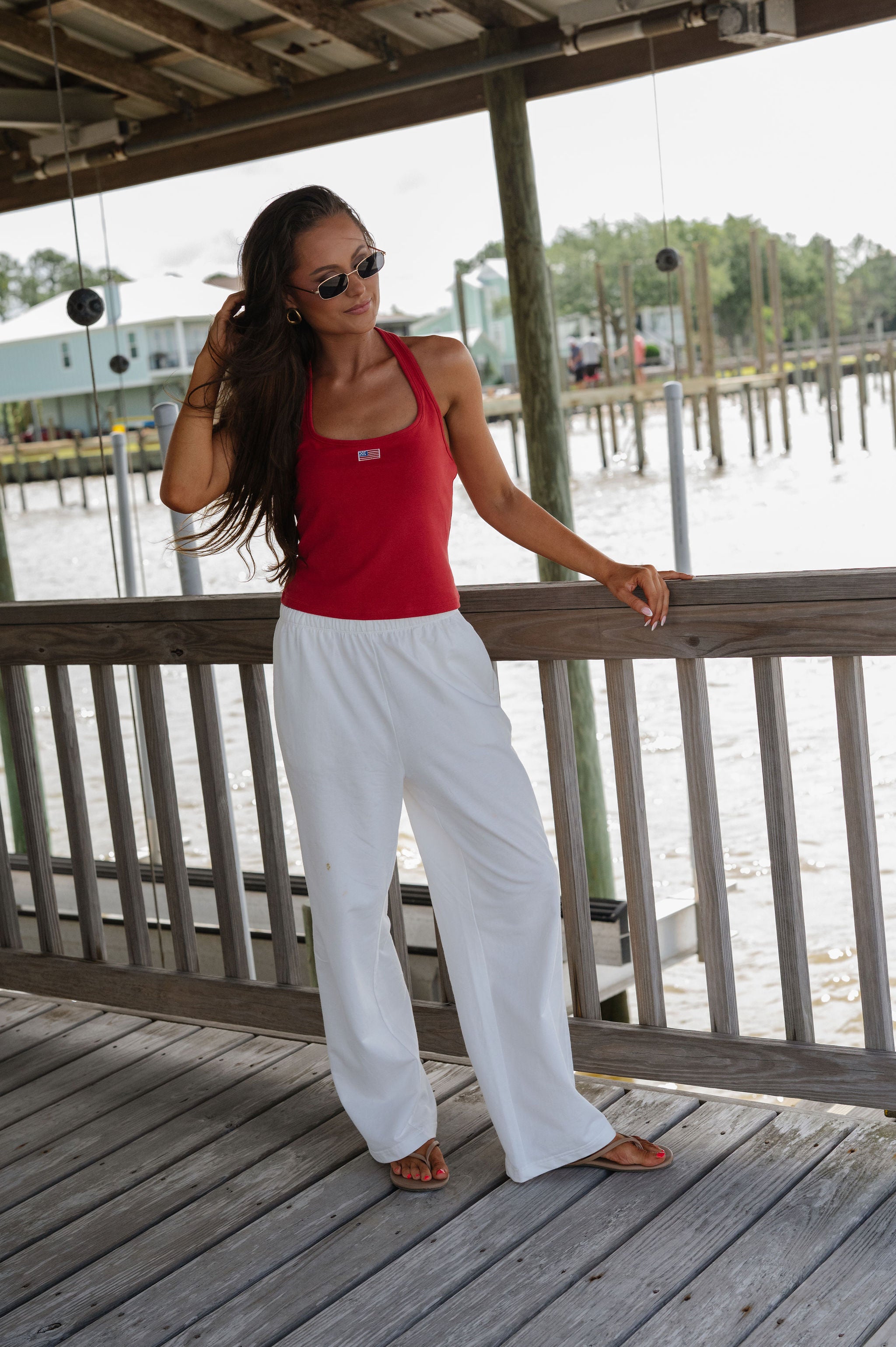 American Flag Halter Top-Red